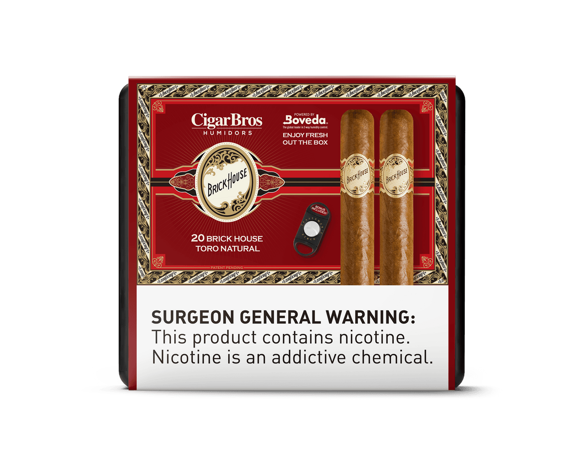 Brick House Toro Natural cigars by CigarBros, featuring premium quality and rich flavors in a stylish box.