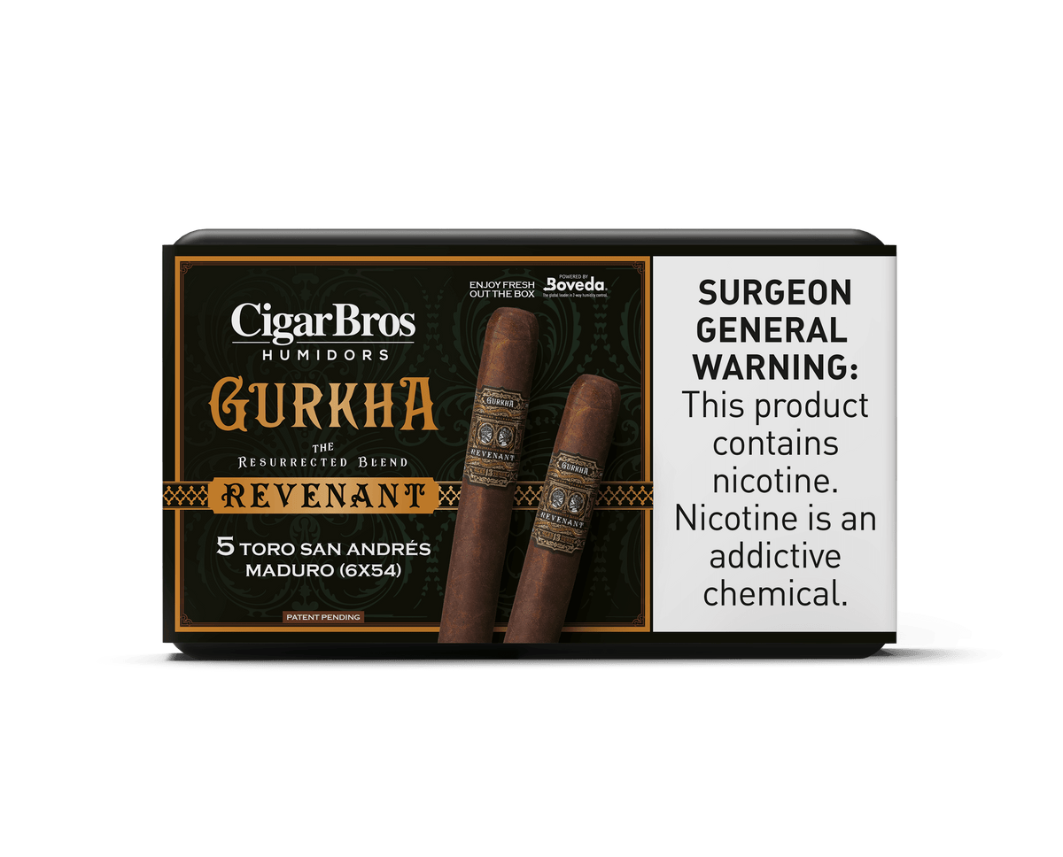 Gurkha Revenant cigars by CigarBros in a premium box, showcasing luxury and bold flavors.