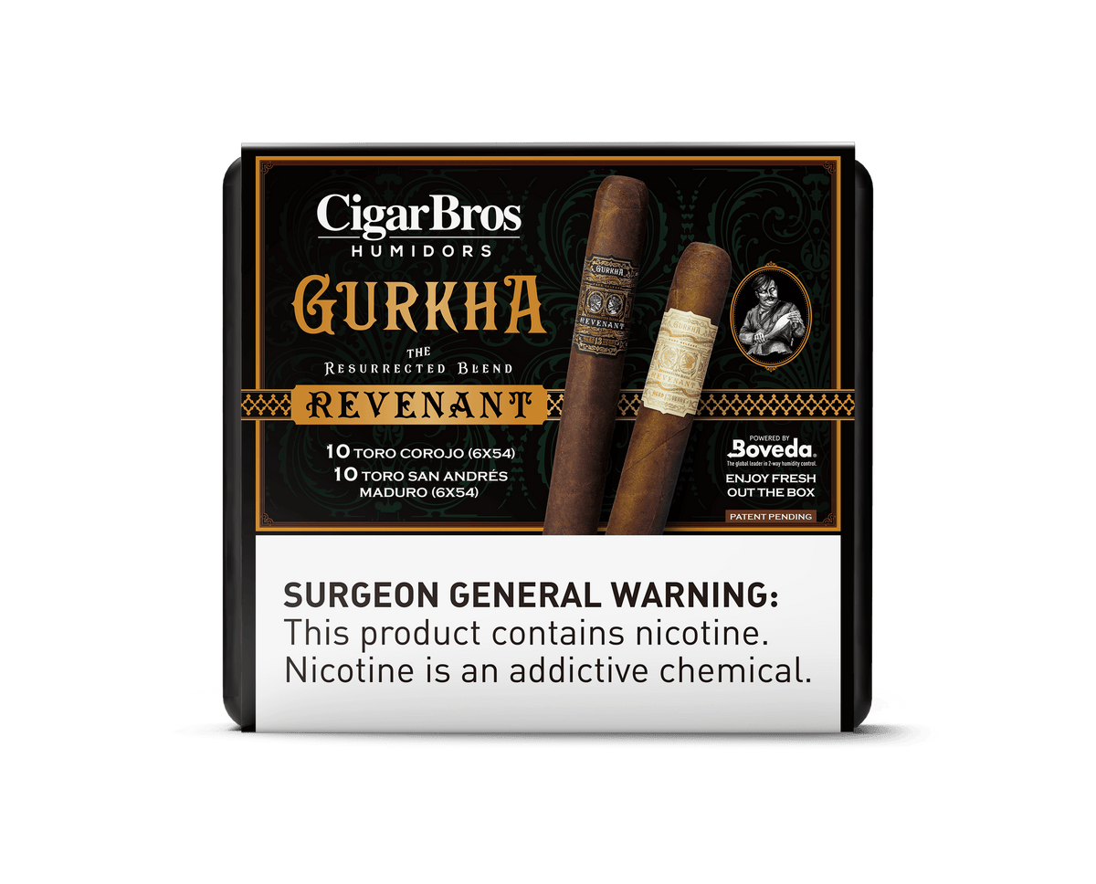 Gurkha Revenant Toro cigars in a luxurious box by CigarBros, featuring rich blends and bold flavors.