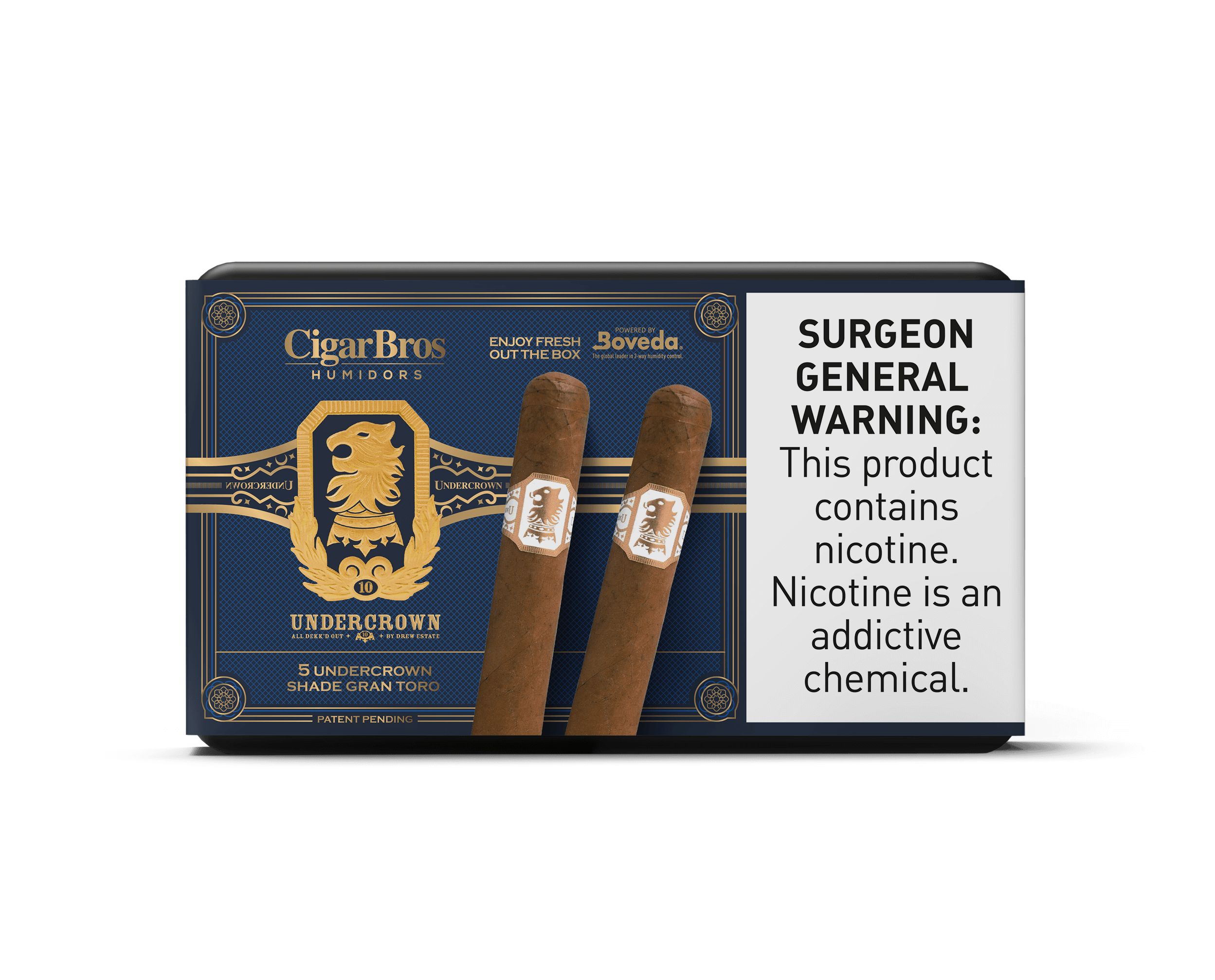 Undercrown by CigarBros cigar humidor featuring Shade Gran Toro cigars, highlighting premium craftsmanship.