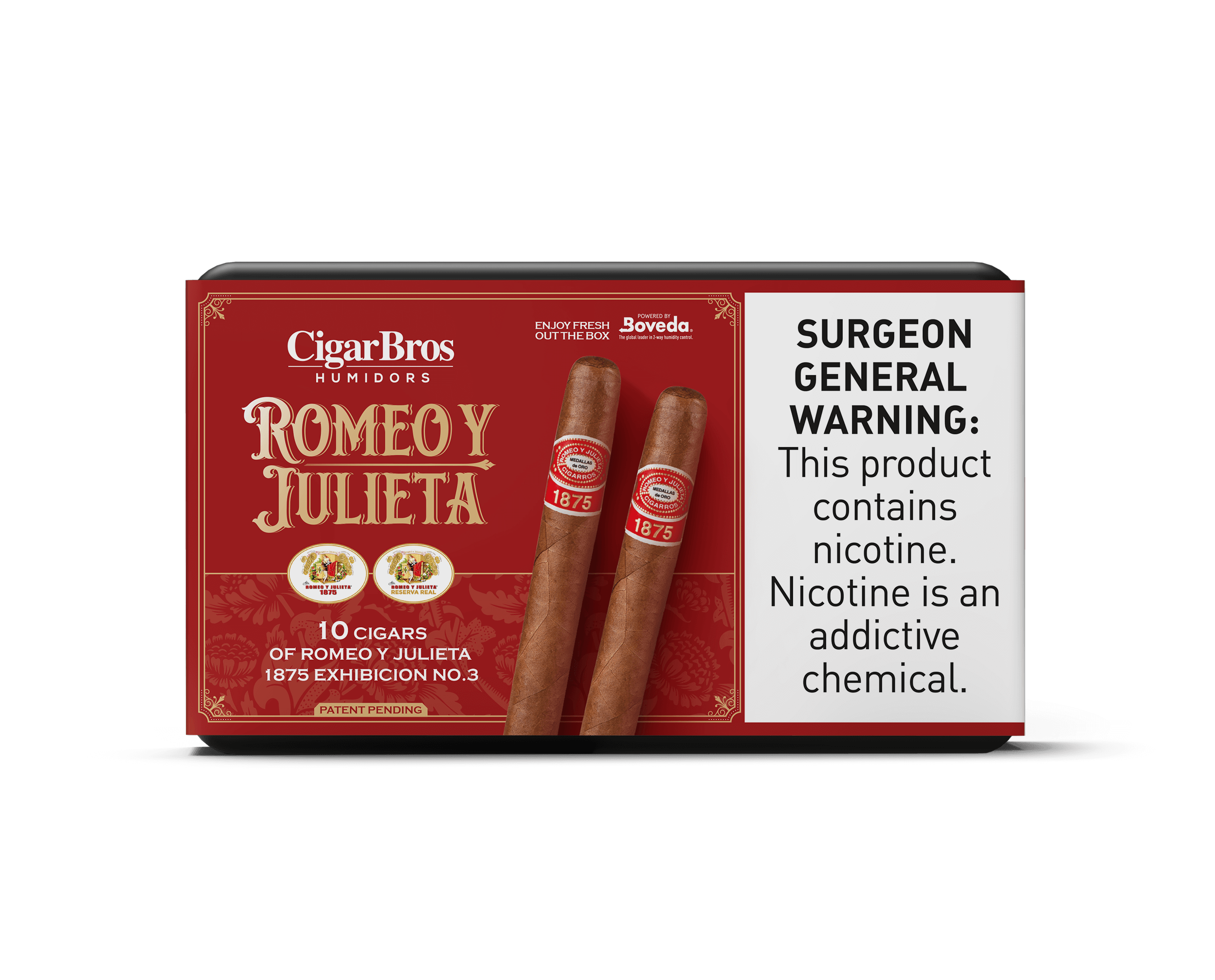 Romeo y Julieta 1875 cigars by CigarBros, showcasing a box of 10 cigars with elegant design.