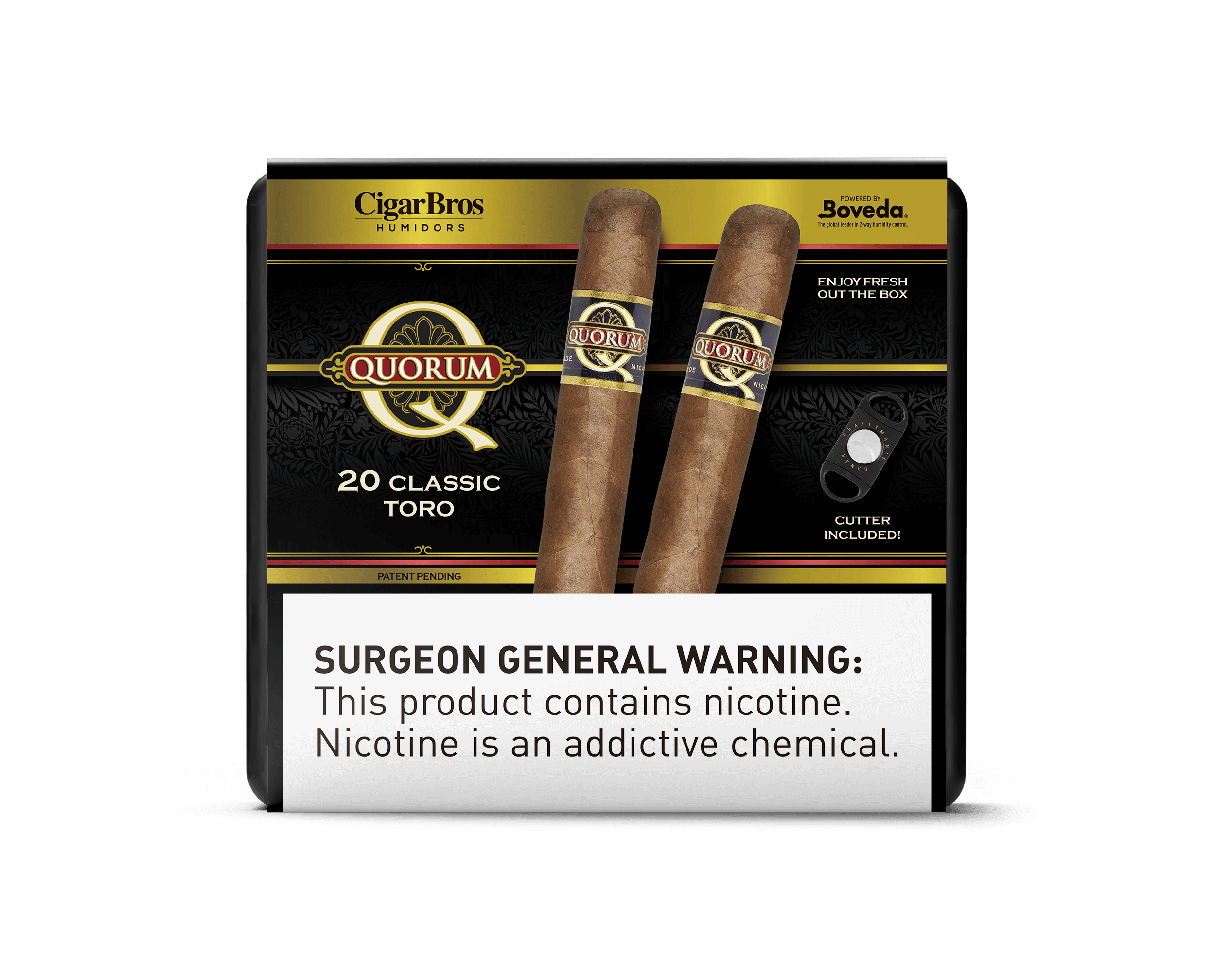 Quorum by CigarBros Classic Toro cigars, 20-pack with included cutter, budget-friendly premium experience.