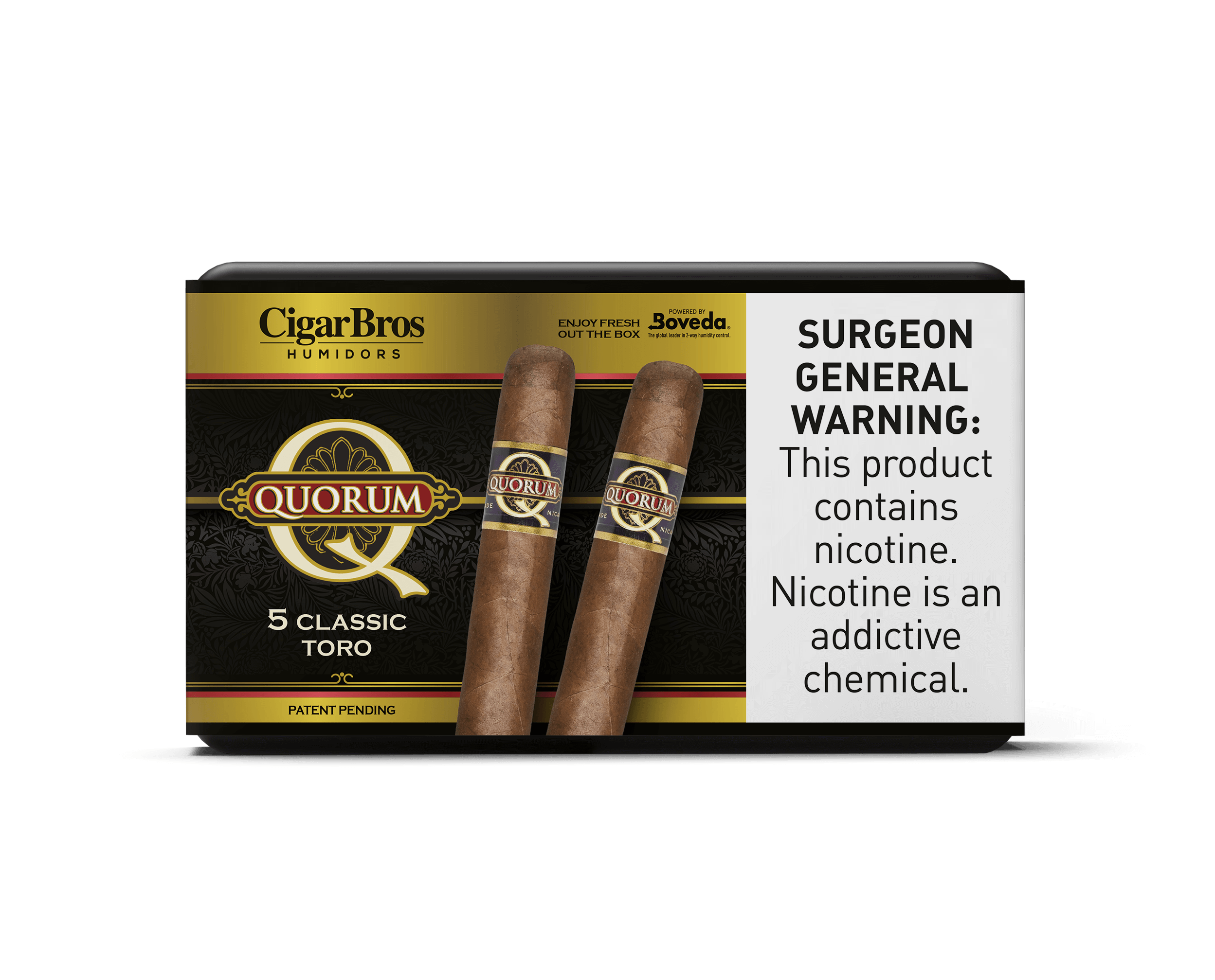 Quorum by CigarBros Classic Toro cigars in a pack of 5, offering quality at an affordable price.