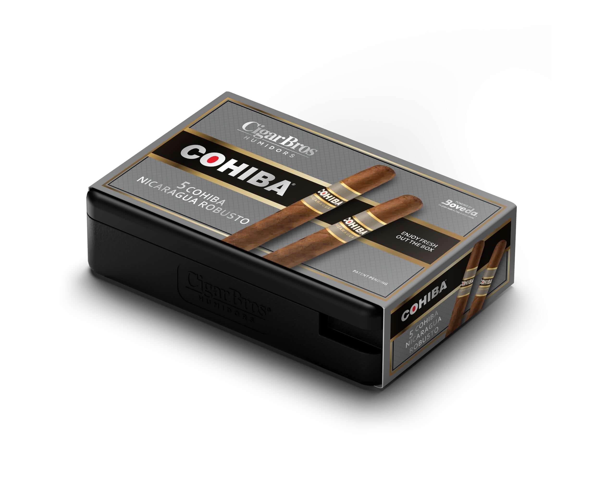 Cohiba Nicaragua Robusto cigars in CigarBros humidor packaging, showcasing bold flavors and quality craftsmanship.