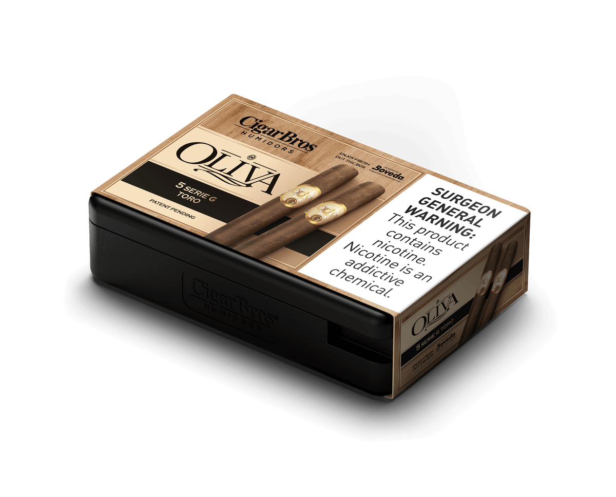 Oliva Serie G Toro cigar box by CigarBros, showcasing smooth medium-bodied cigars with rich flavors.