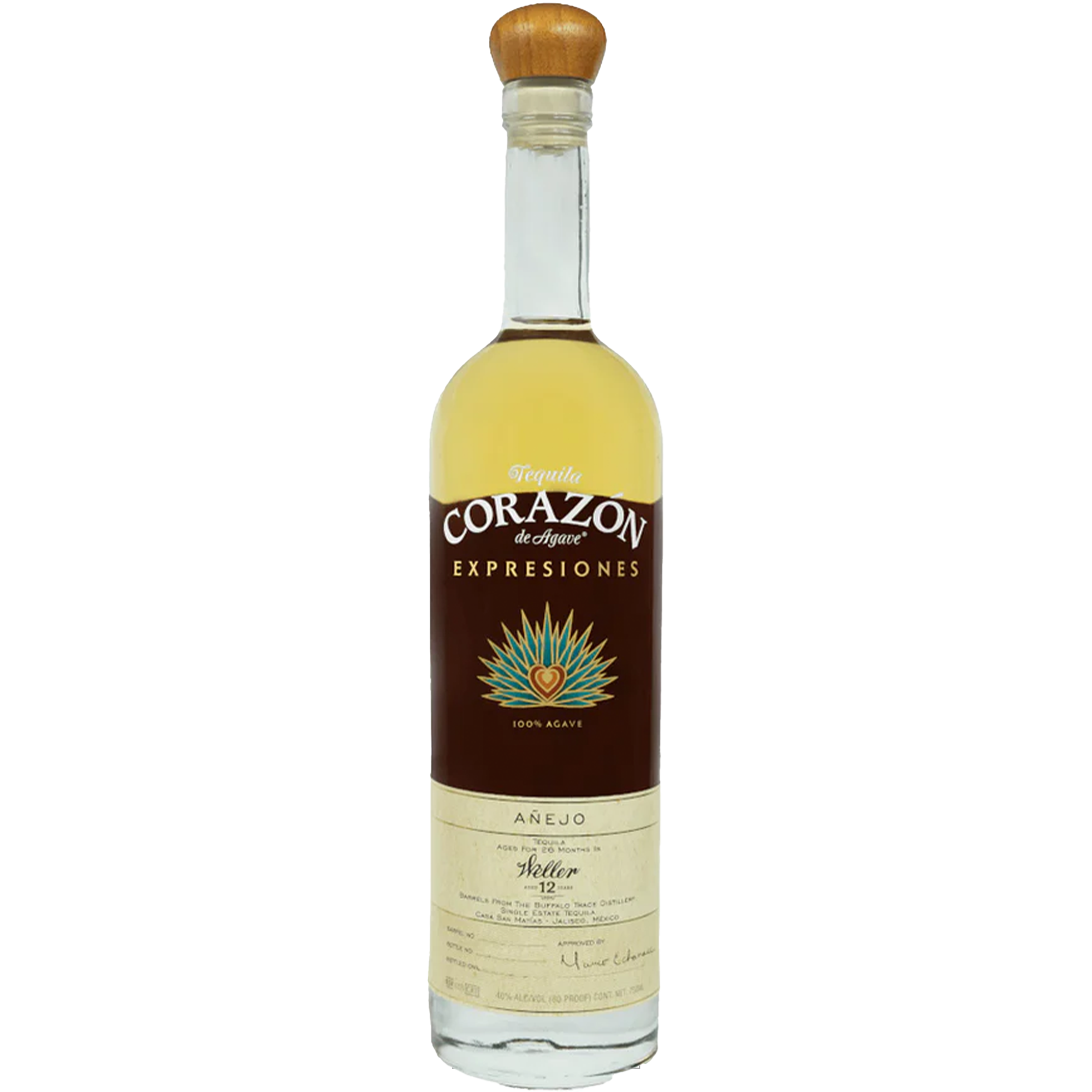 Corazon Expressiones Weller 12 Year Añejo Tequila bottle showcasing premium quality and craftsmanship.