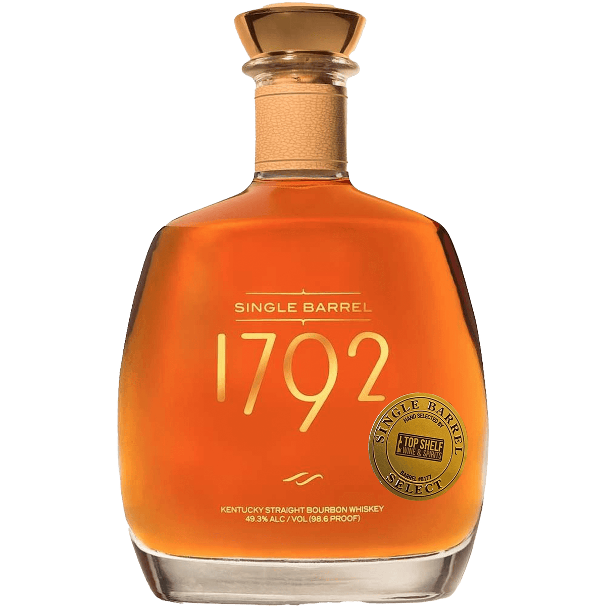 1792 Single Barrel Bourbon bottle showcasing rich butterscotch and caramel flavors.