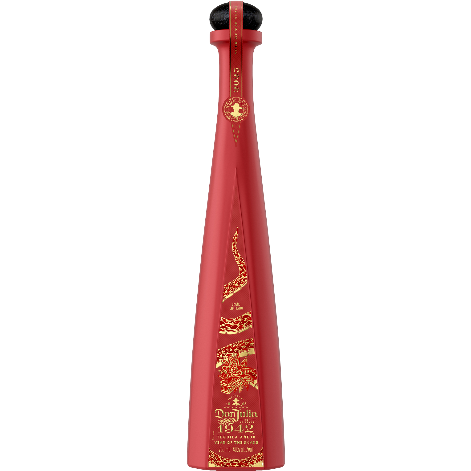 Don Julio 1942 Year of the Snake Añejo Tequila in a striking red bottle for Lunar New Year celebration.
