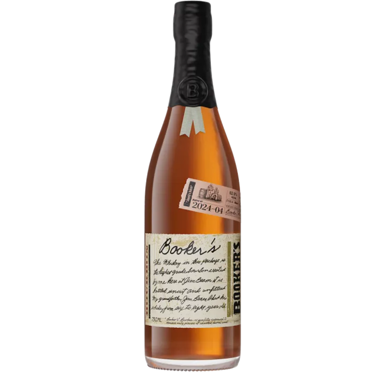 Booker's Jimmy's Batch 2024-04 Kentucky Straight Bourbon bottle with vintage design.