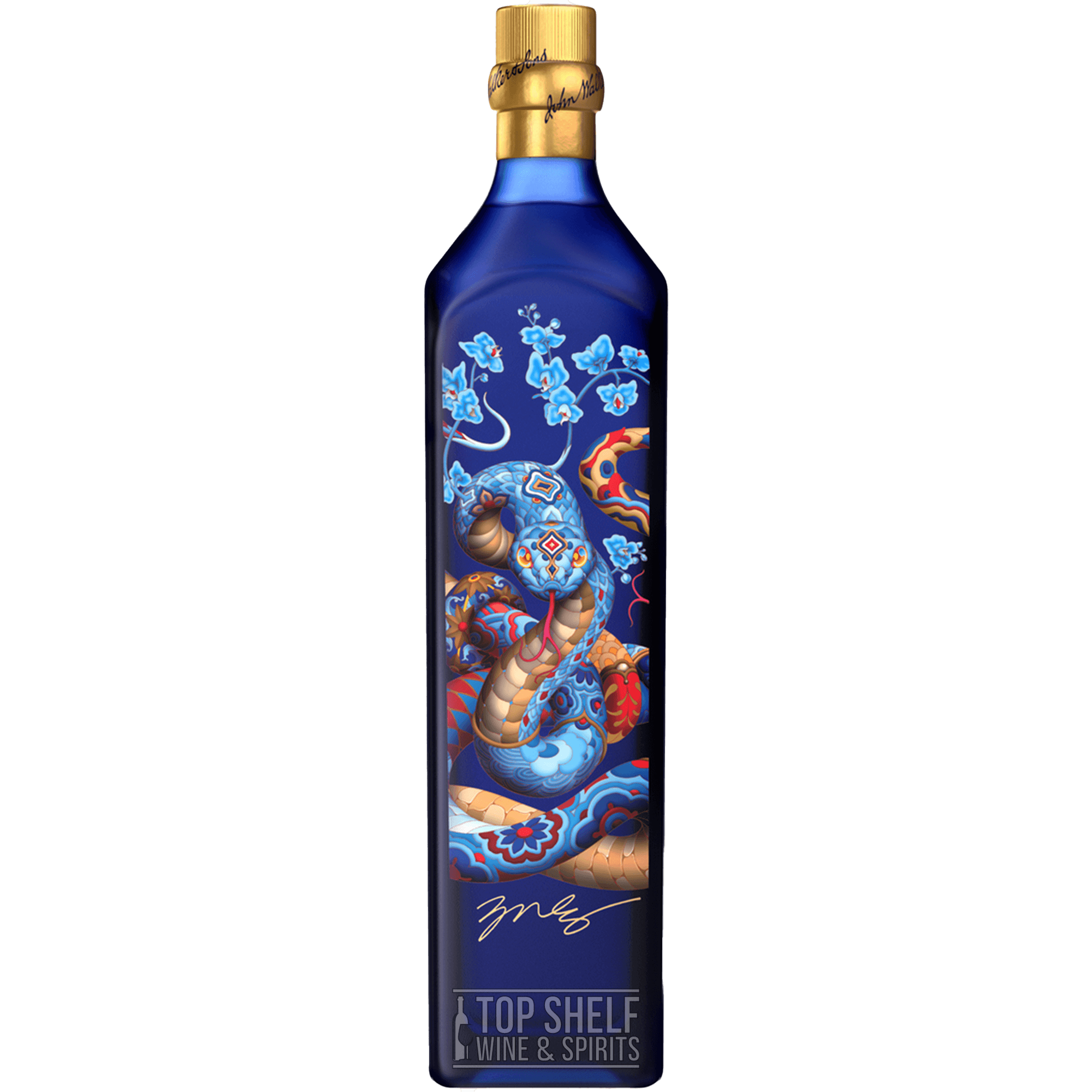 Johnnie Walker Year of the Snake Limited Edition Blue Label whisky bottle featuring art by James Jean.