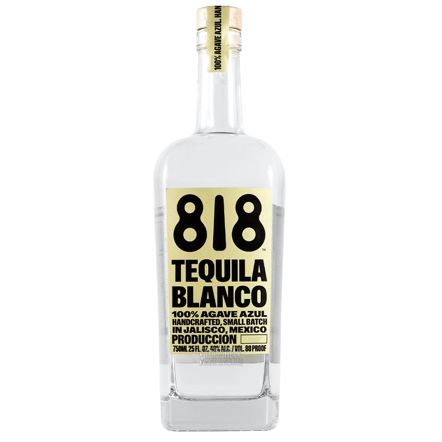 818 Blanco Tequila bottle from Kendall Jenner, handcrafted, 100% agave, crafted in Jalisco, Mexico, 750ml.