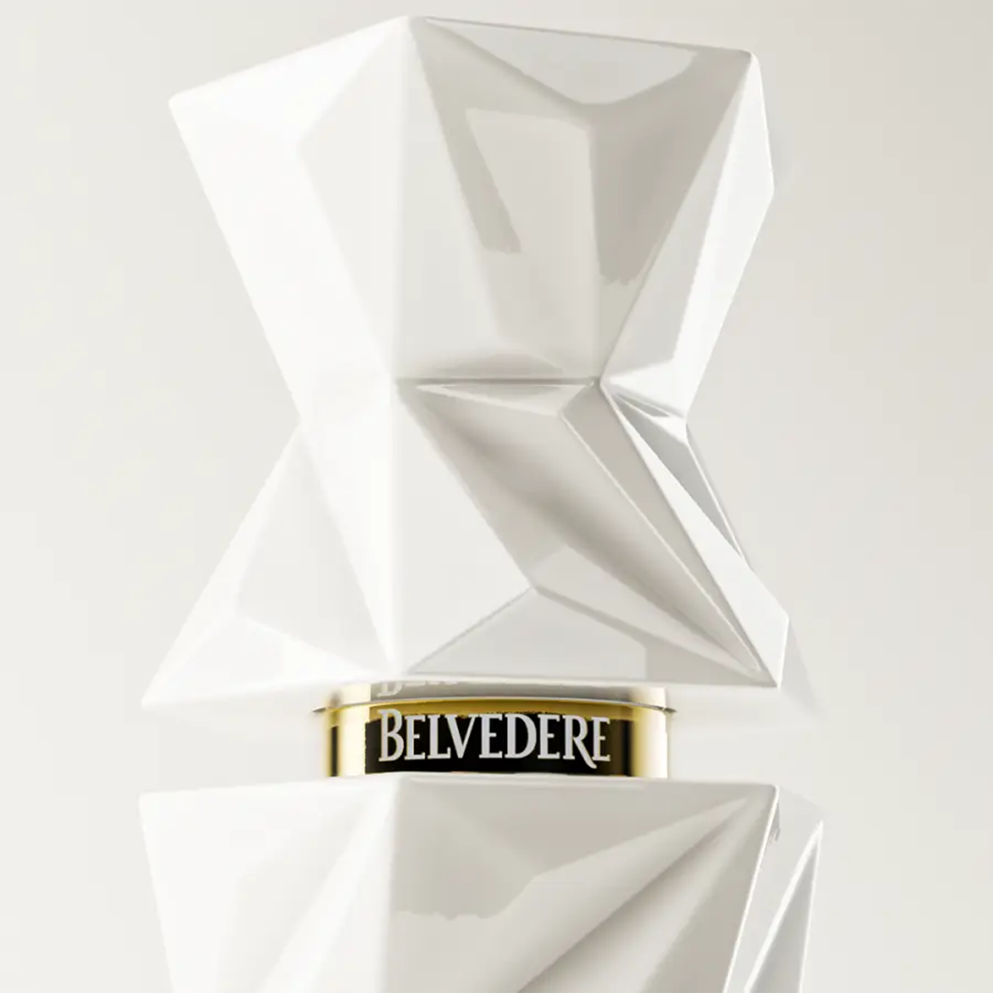 Belvedere 10 Luxury Vodka bottle design, showcasing a modern geometric shape and elegant branding.