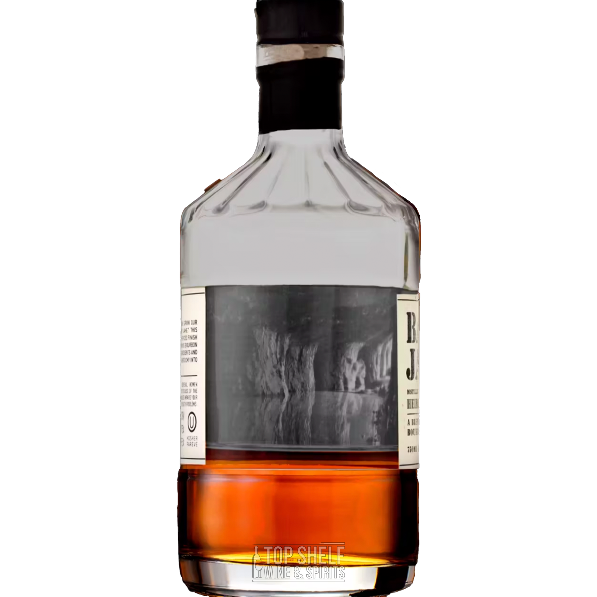 Bottle of Widow Jane Baby Jane Heirloom Corn Bourbon showcasing rich amber color and unique label design.