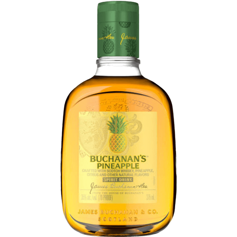 Buchanan’s Pineapple Scotch 375ml bottle showcasing vibrant colors and tropical design.
