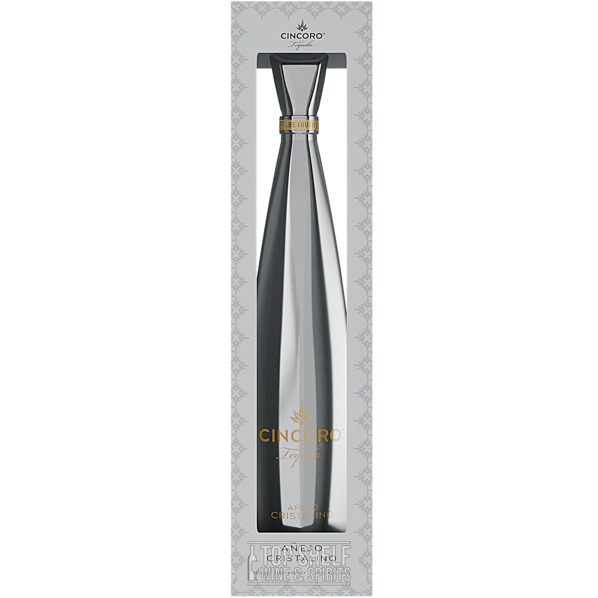Cincoro Añejo Cristalino Tequila bottle with elegant packaging showcasing its premium quality.