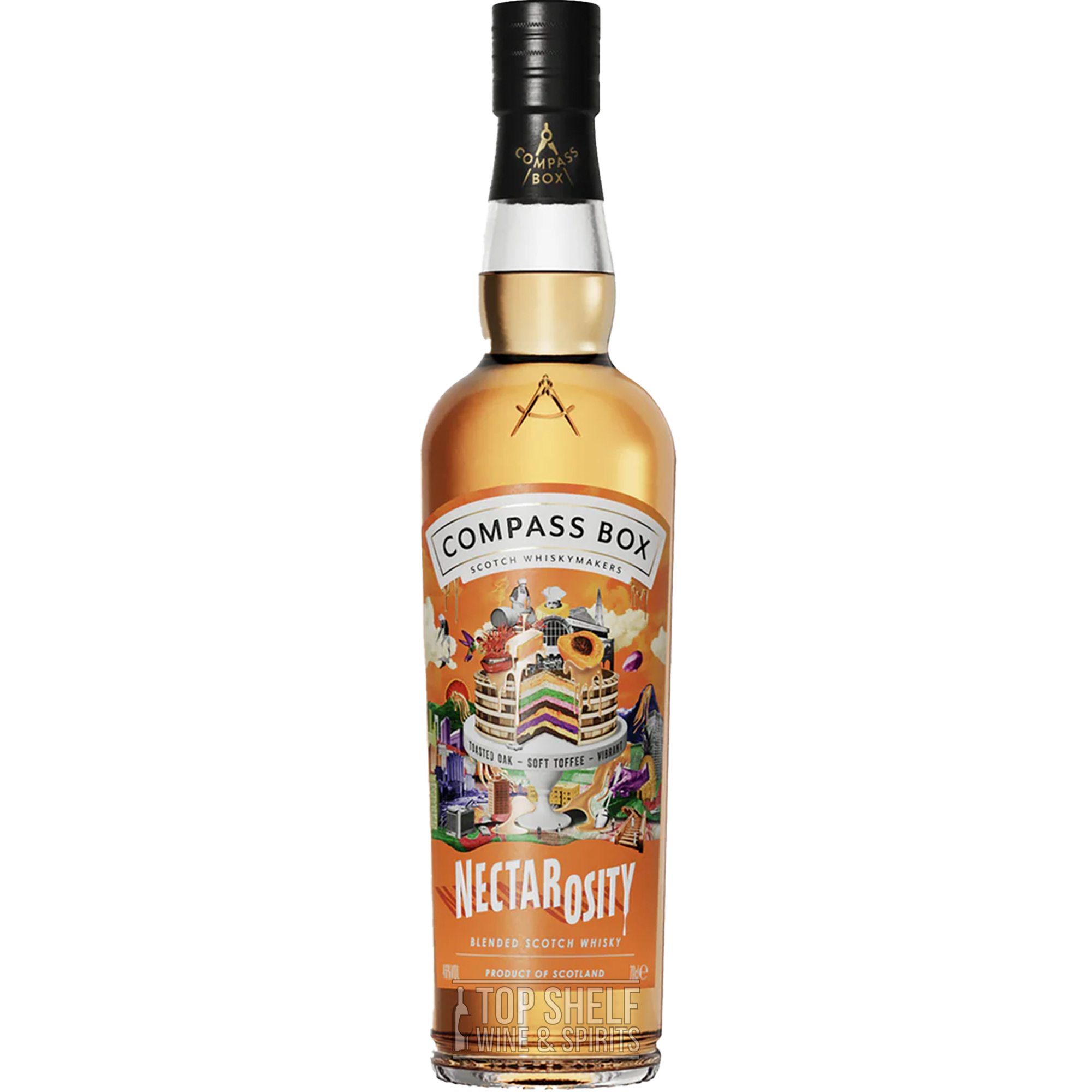Compass Box Nectarosity Blended Scotch Whiskey bottle featuring honeyed fruit and toasted oak notes.