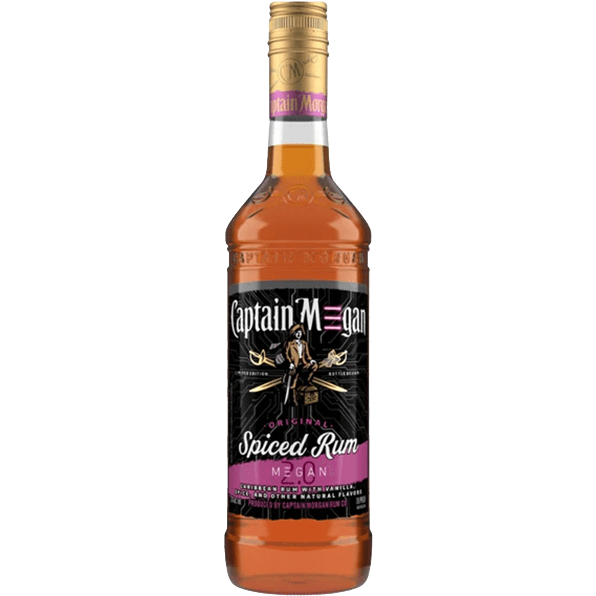 Captain Morgan Limited Edition M3GAN 2.0 Spiced Rum bottle featuring a unique glow in the dark design.