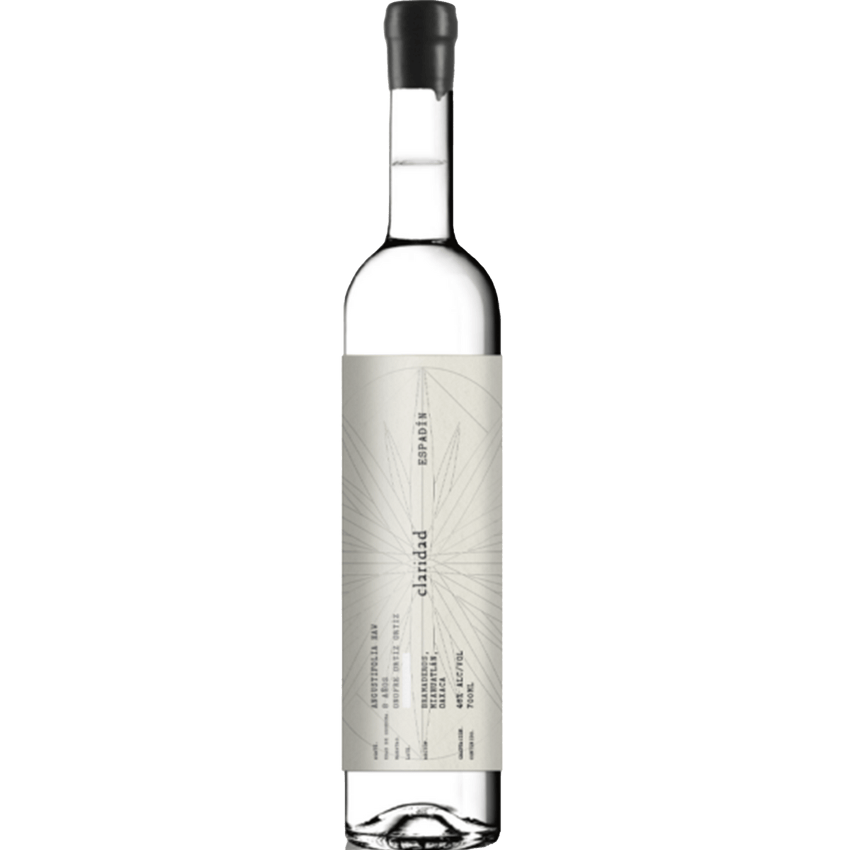 Claridad Espadin Mezcal 700ml bottle, showcasing its unique label design and premium quality.