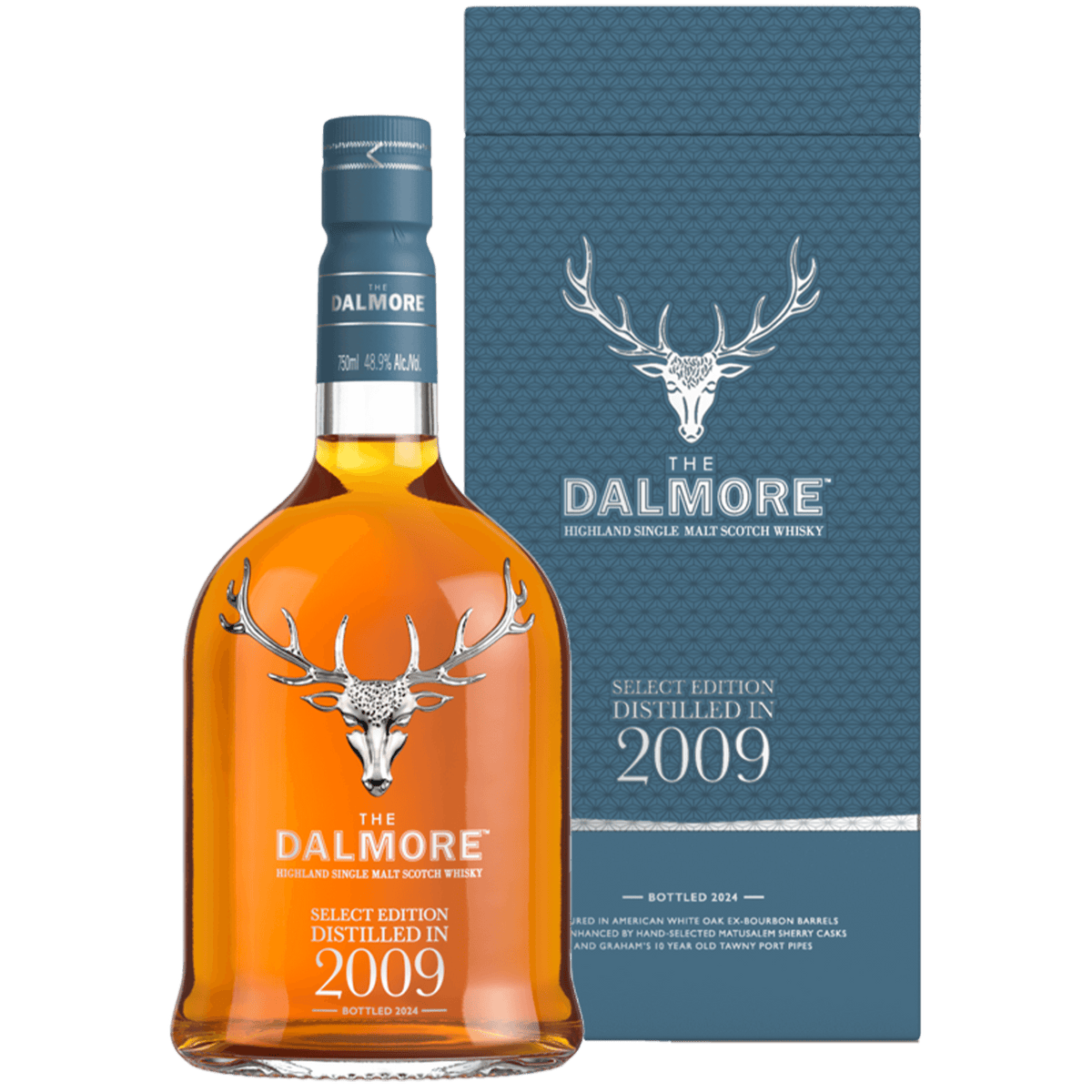 Dalmore 2009 Select Edition 15 Year Single Malt Scotch bottle with packaging, showcasing rich amber color and elegant design.