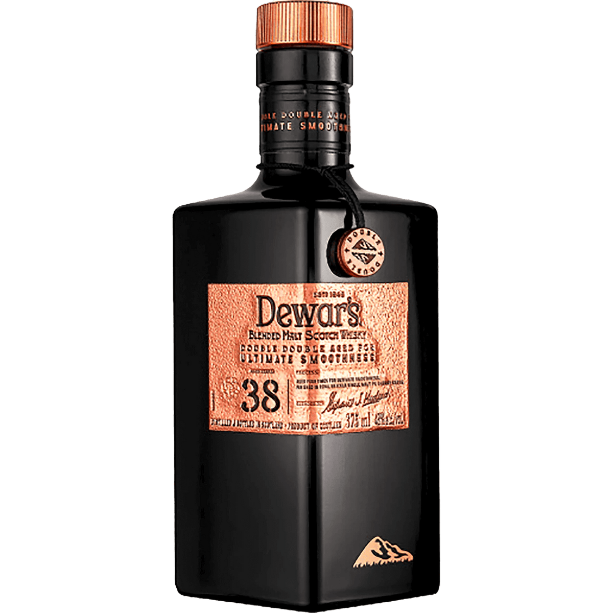 Dewar's Double Double 38 Year Blended Malt Scotch Whisky bottle, 375ml, showcasing unique aging and smooth finish.