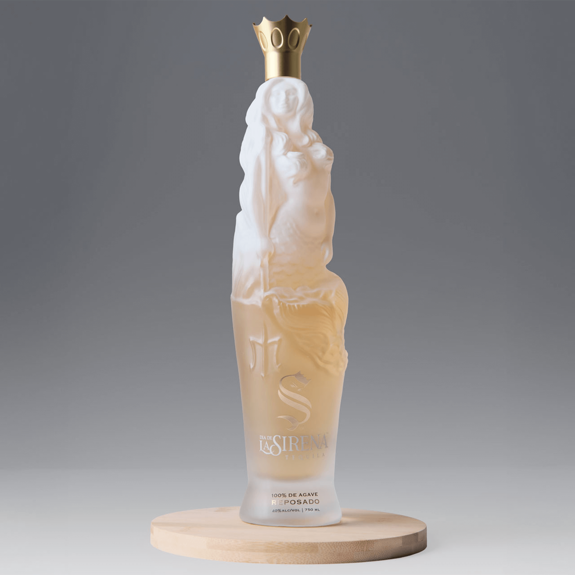 Dia De La Sirena Reposado Tequila bottle featuring a mermaid design, symbolizing strength and confidence.