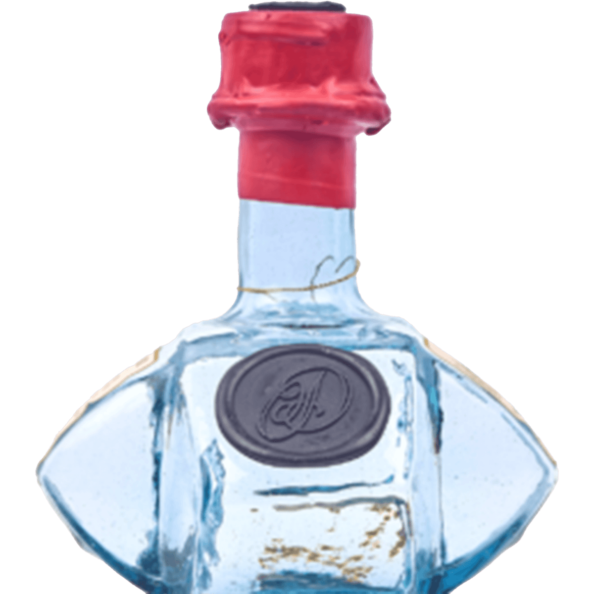 Dohba Mexicano Mezcal bottle featuring a unique blue glass design and a red seal, representing Oaxacan craftsmanship.