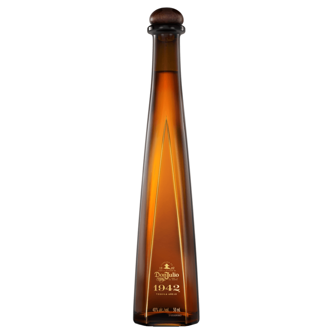 Don Julio Añejo 1942 50ml bottle showcasing its elegant design and amber color, perfect for tequila enthusiasts.