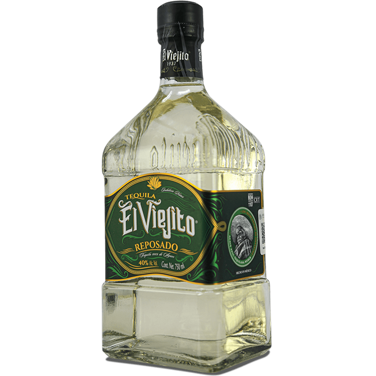 El Viejito Reposado Tequila bottle showcasing its golden color and inviting label design.
