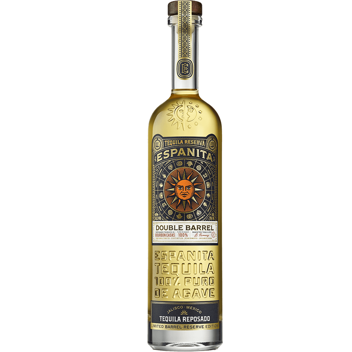 Espanita Double Barrel Reposado Tequila bottle showcasing unique aging process and rich flavor profile.