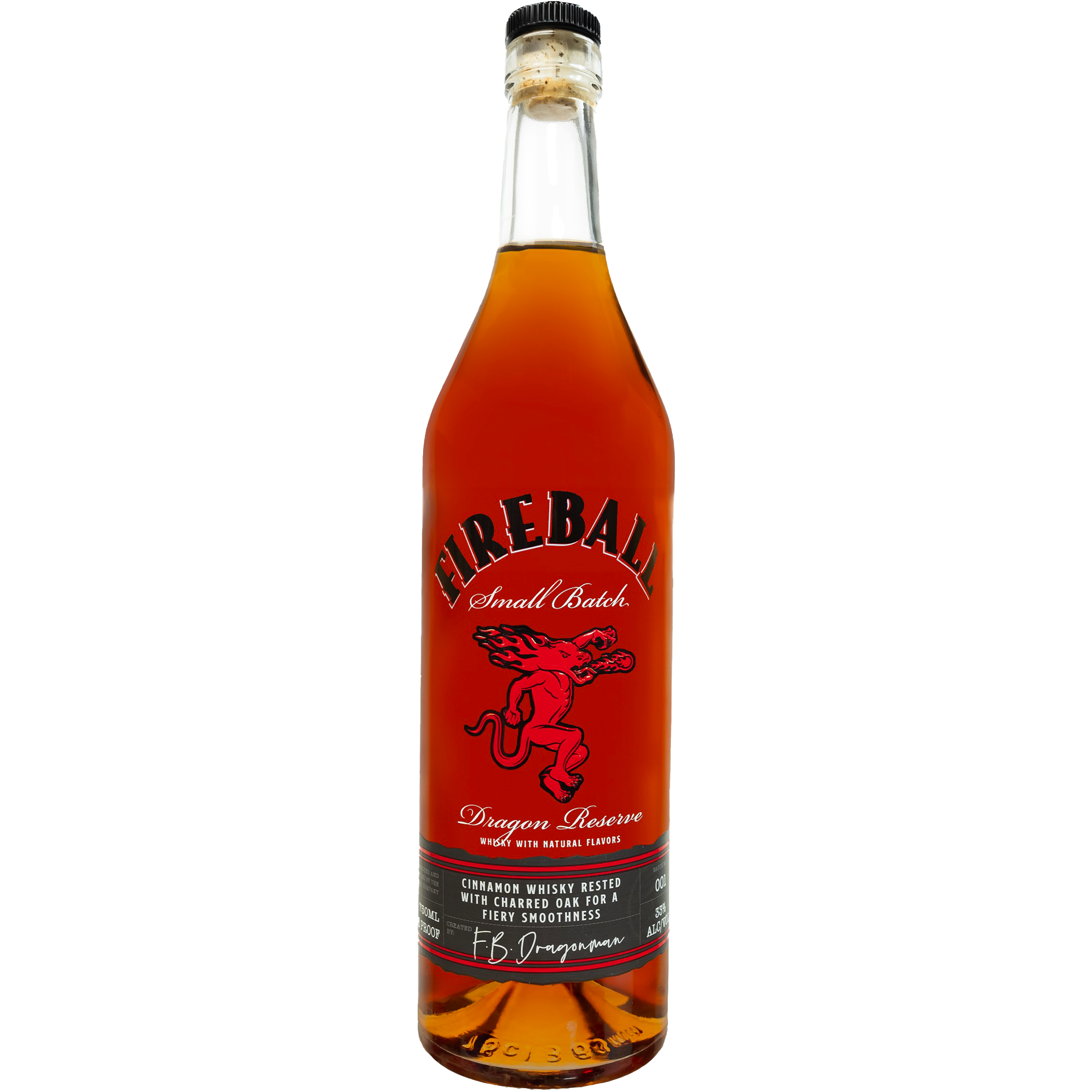 Fireball Dragon Reserve Small Batch Whisky bottle, rich amber color, with dragon logo and bold label design.