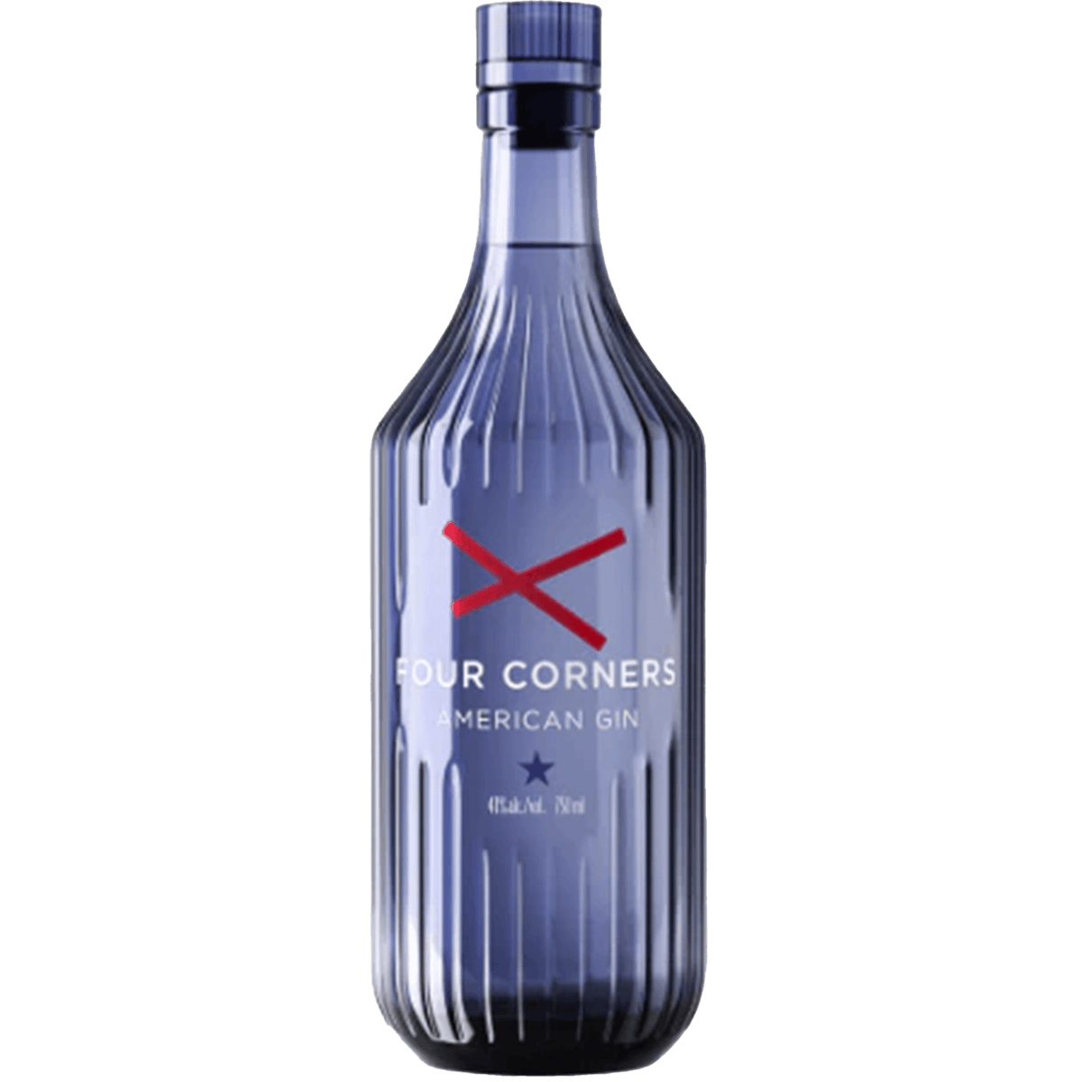 Four Corners American Gin bottle showcasing handcrafted botanicals from diverse US landscapes.