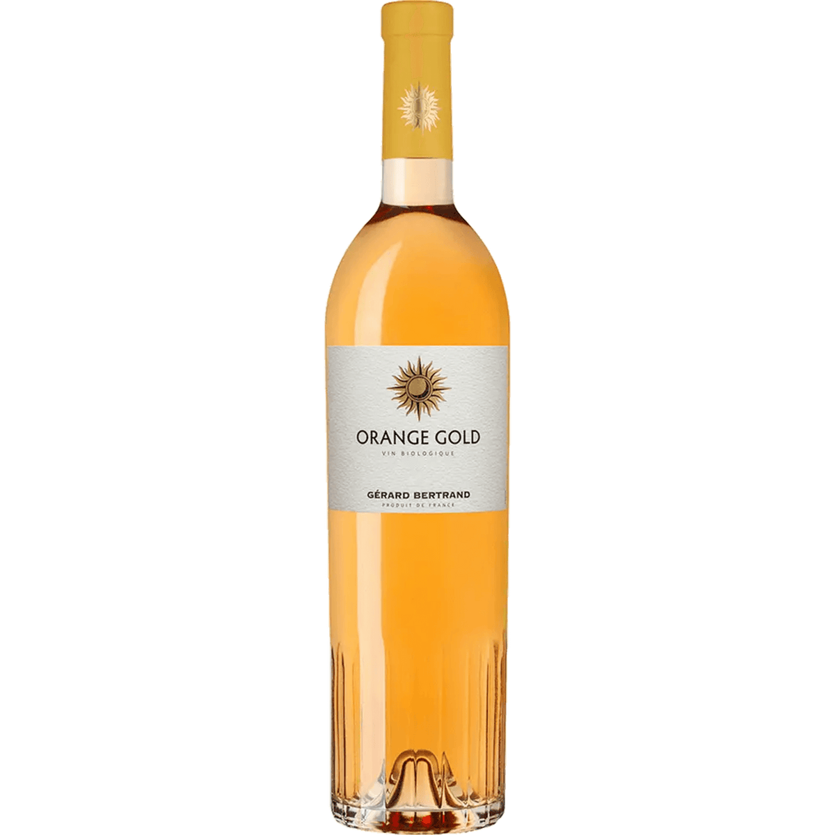 Gérard Bertrand Orange Gold wine bottle showcasing rich amber color and elegant label design.