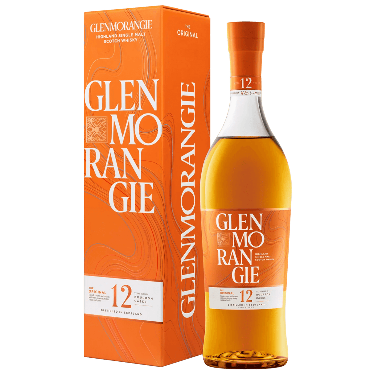 Glenmorangie The Original Bourbon Cask 12 Year single malt whisky bottle with vibrant packaging.