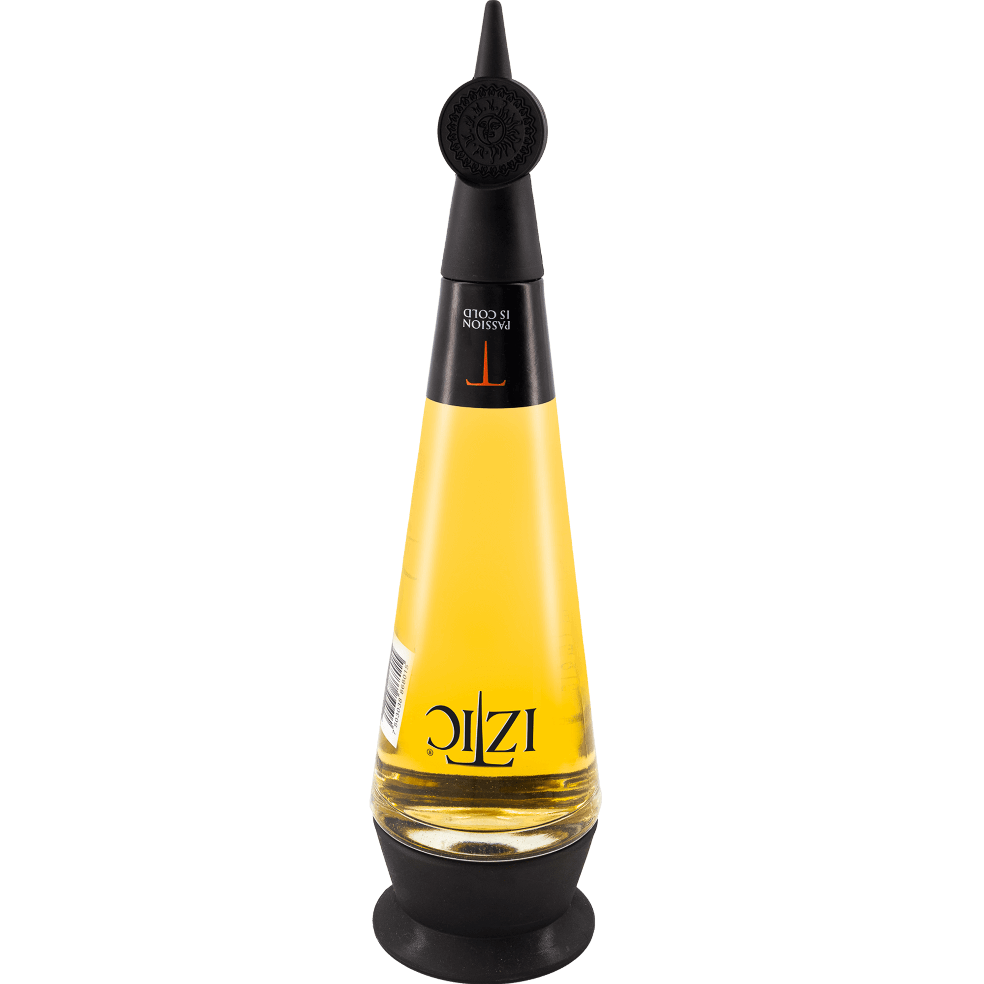 Iztic Añejo Tequila 700ml bottle showcasing amber color and unique spear-shaped cap.