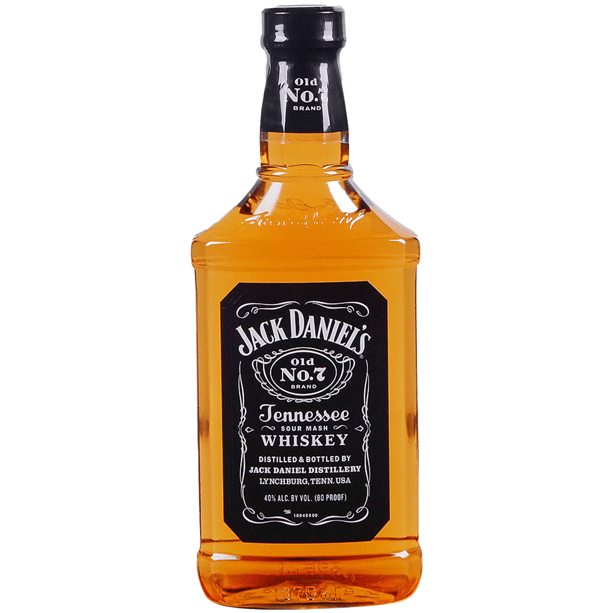 Jack Daniel's Tennessee Whiskey 375ml bottle, showcasing its iconic label and rich amber color.