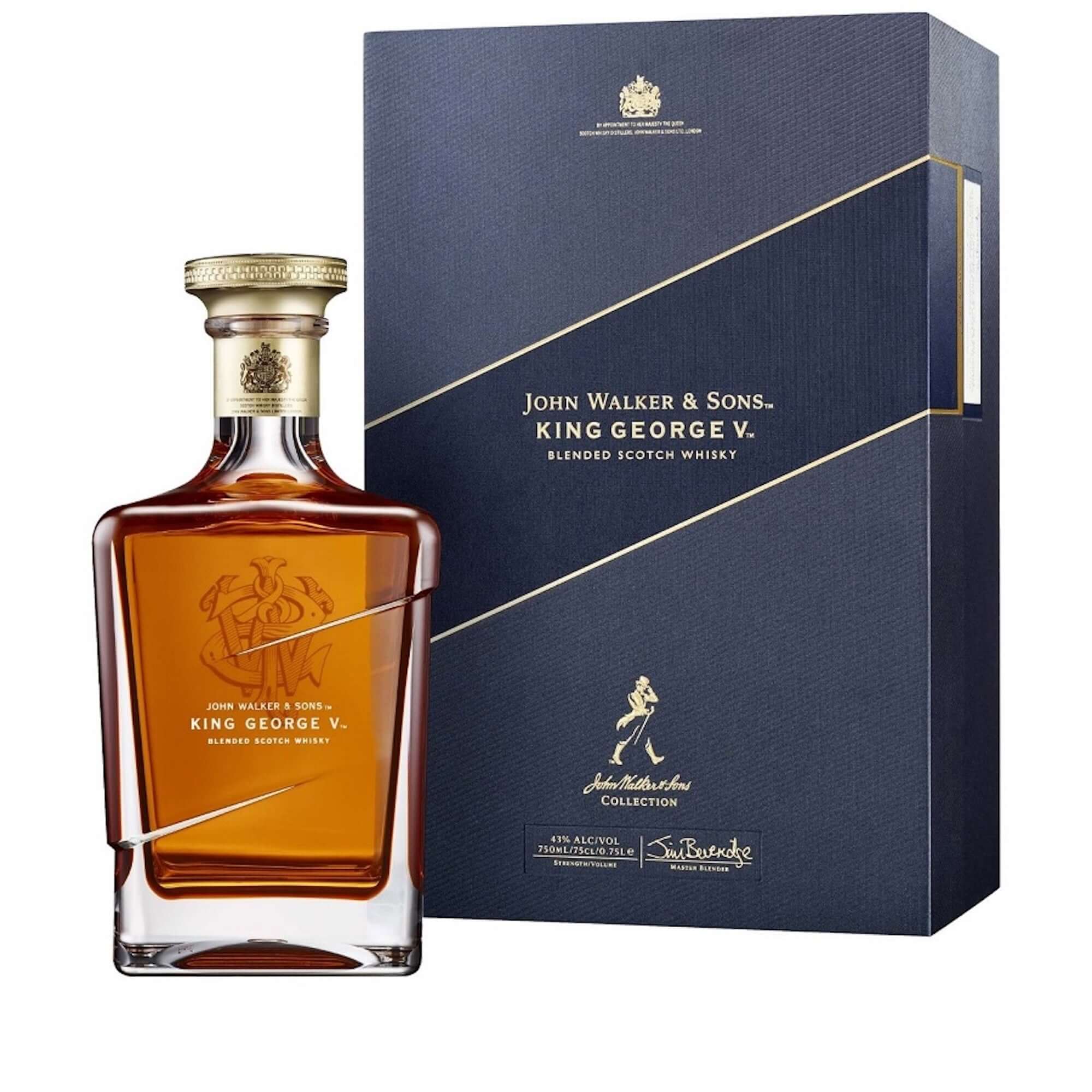 Johnnie Walker King George V whisky bottle and gift box from the John Walker & Sons collection.