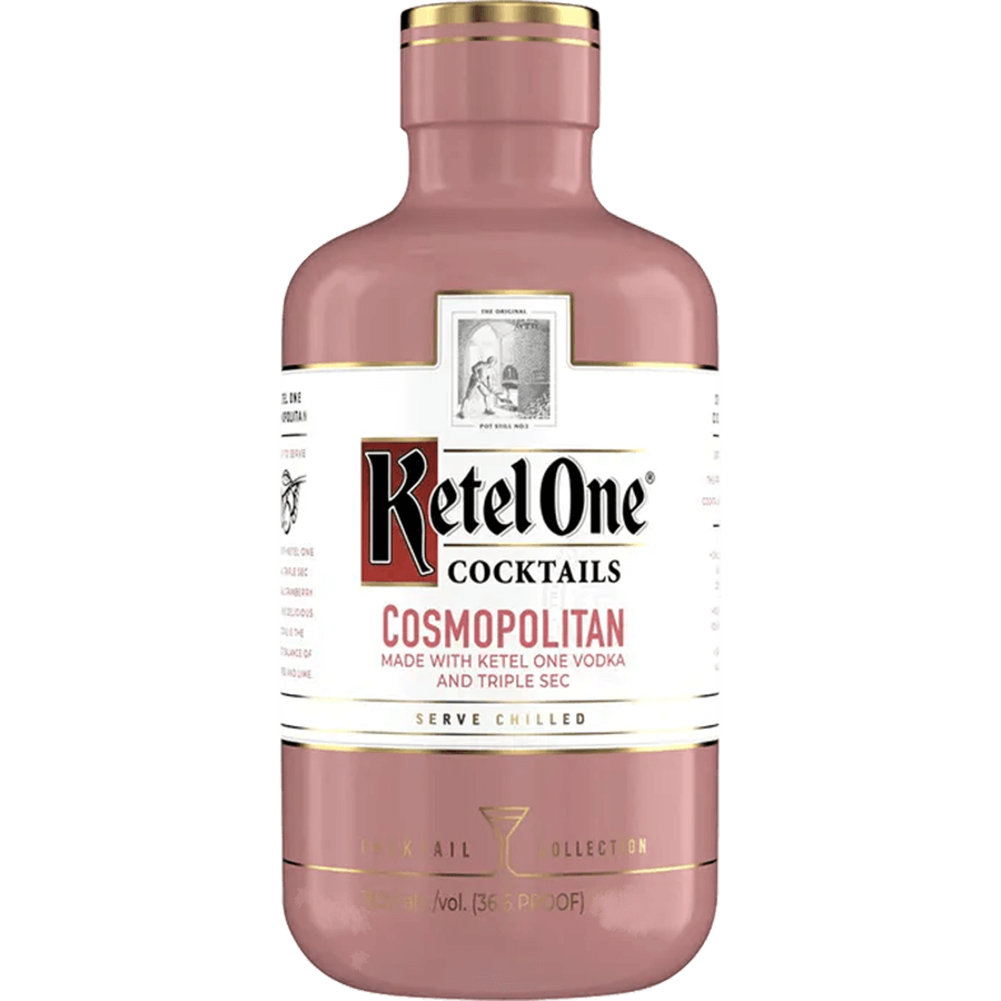 Ketel One Cosmopolitan cocktail bottle featuring smooth vodka and triple sec, perfect for a refined palate.