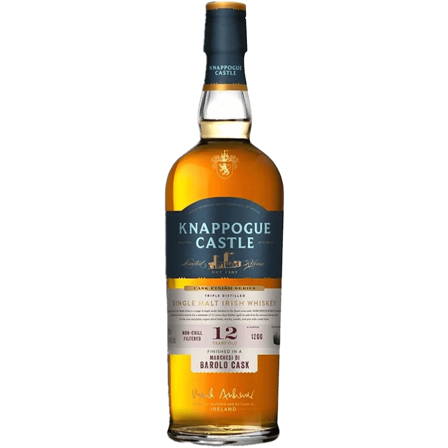 Bottle of Knappogue Castle 12 Year Irish Whiskey finished in Barolo cask, non-chill filtered, 92 proof.
