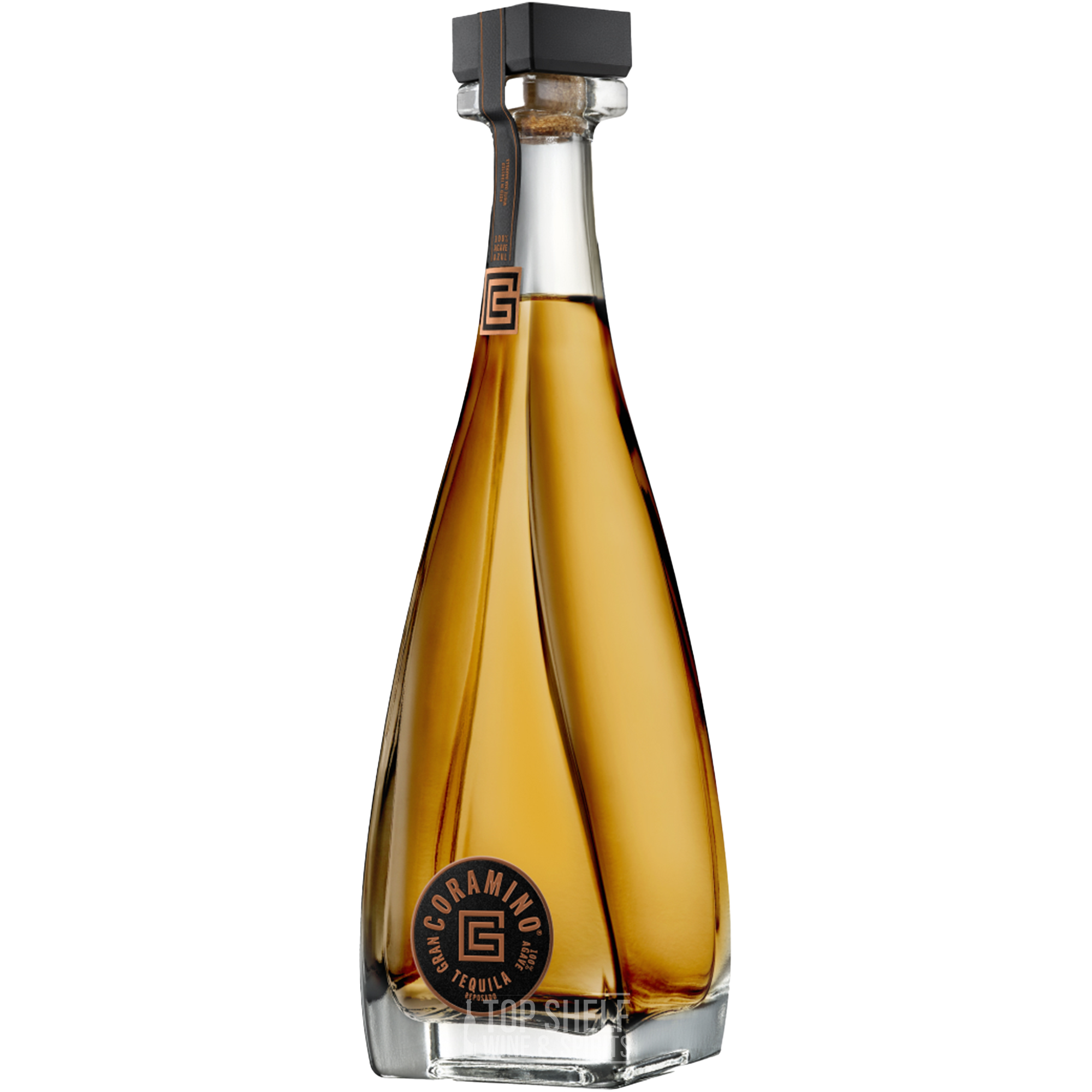 Gran Coramino Reposado Tequila bottle showcasing its golden honey color and elegant design.