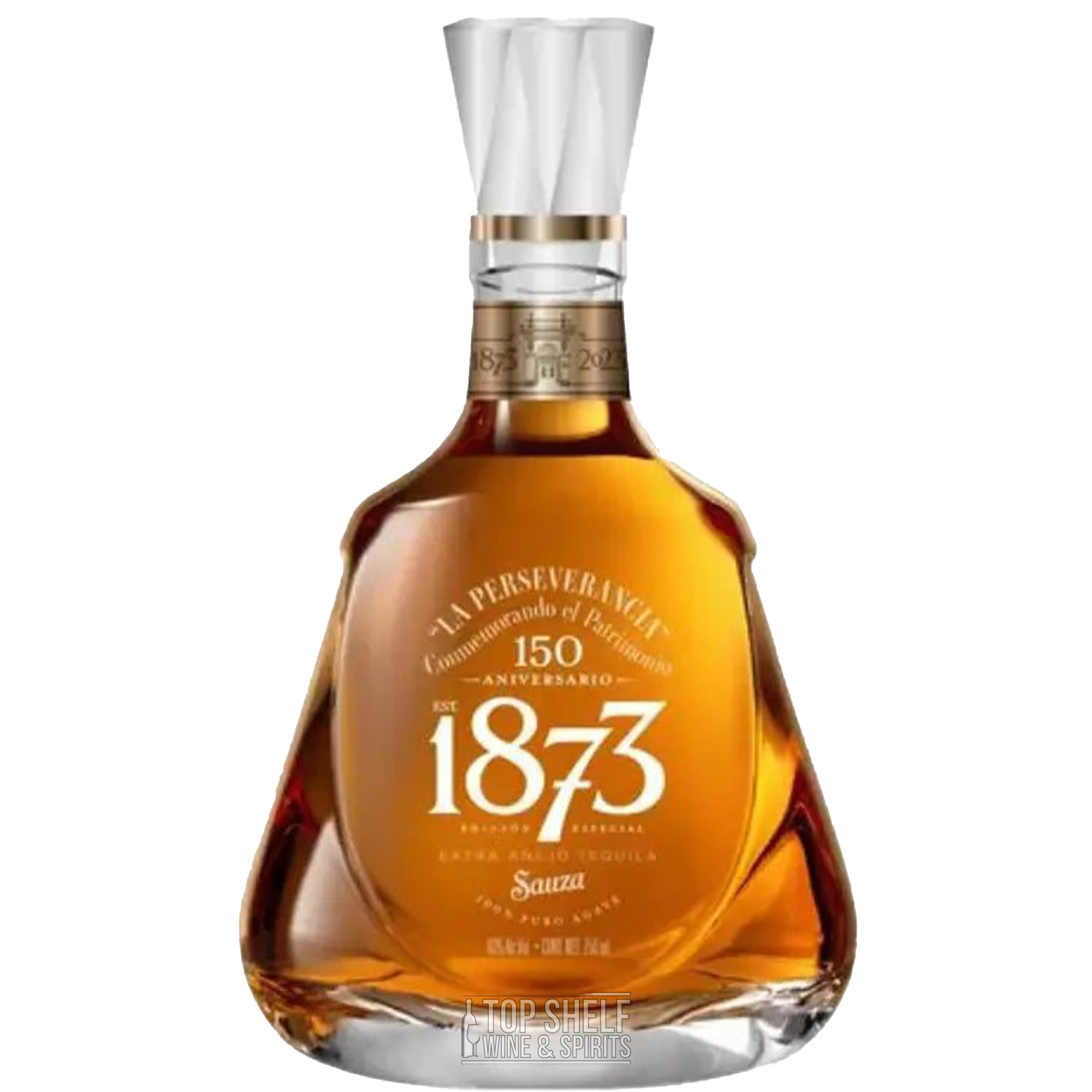 Sauza 1873 Limited 150th Anniversary Edition Extra Añejo Tequila bottle, showcasing its elegant design.
