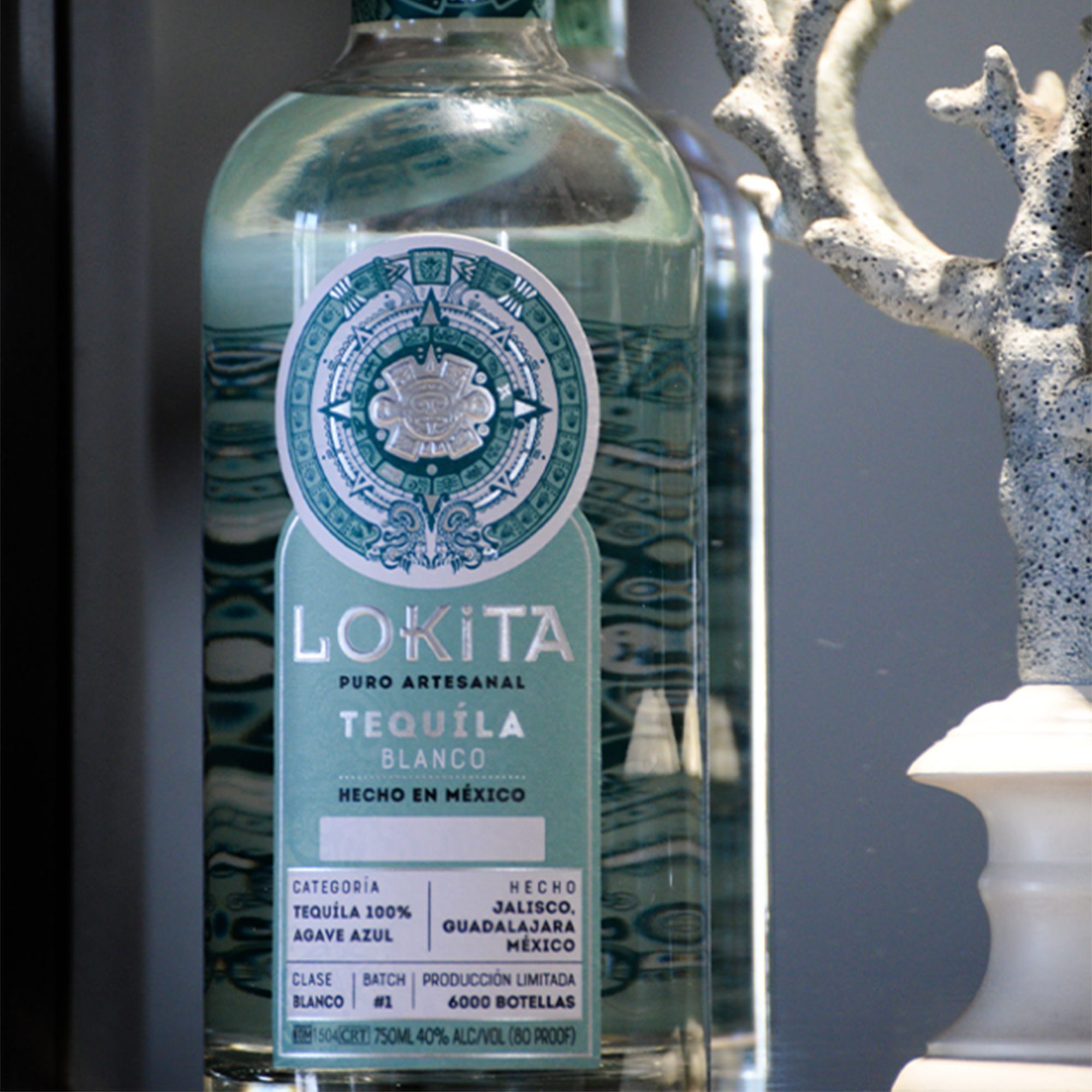 Lokita Blanco Small Batch Tequila bottle, crafted from 100% agave in Jalisco, Mexico, showcasing artisanal quality.