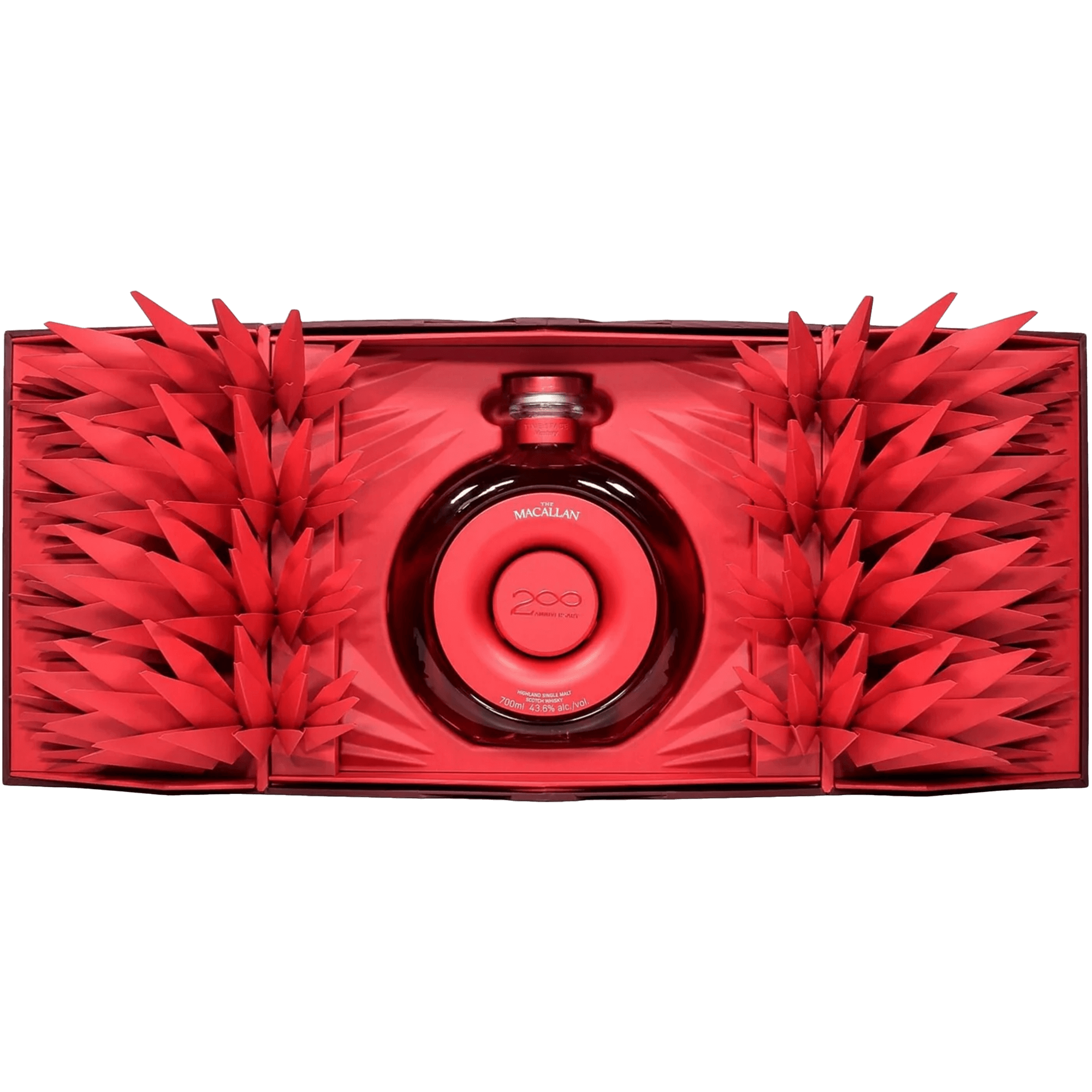 Macallan Time Space Mastery Single Malt Scotch Whisky 700ml in a striking red presentation box.
