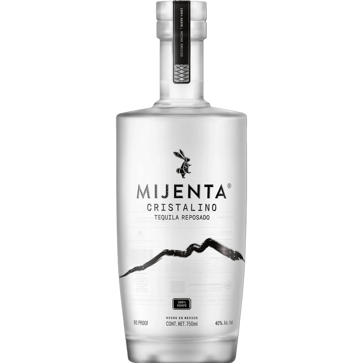 Mijenta Cristalino Tequila bottle showcasing rich notes of coconut, vanilla, and coffee flavor.