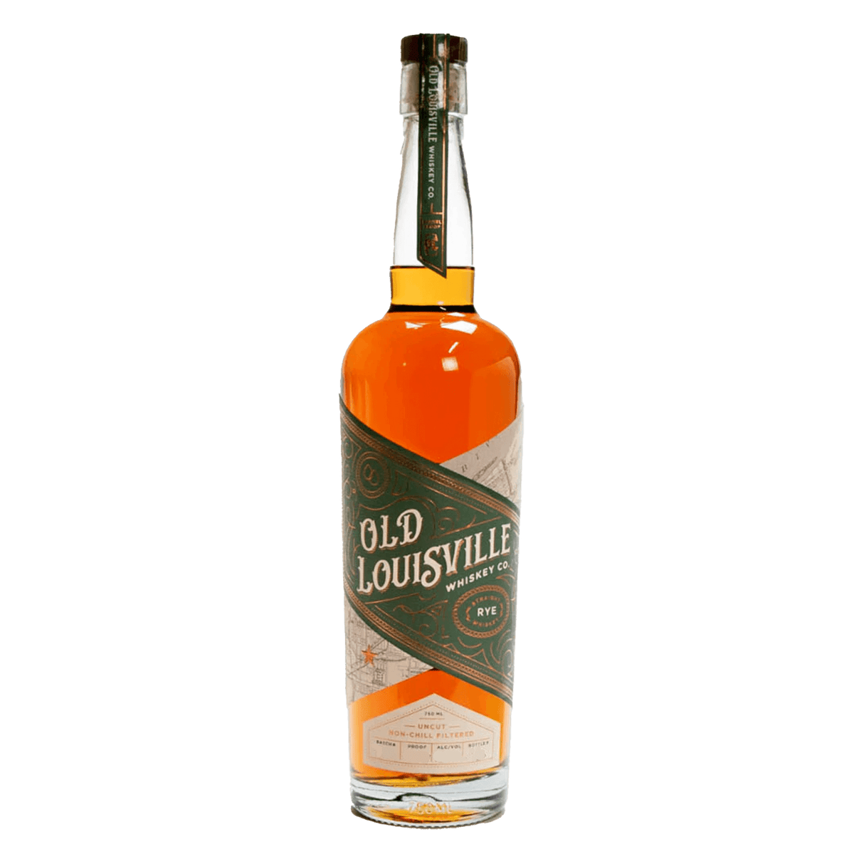 Old Louisville Straight Rye Single Barrel 8 Year Whiskey bottle with bold flavors and unique design.