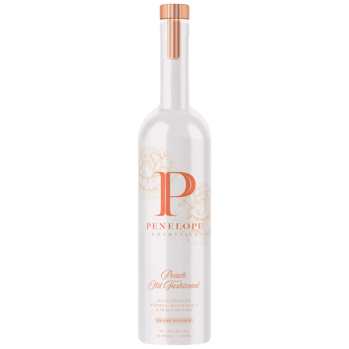 Penelope Peach Old Fashioned cocktail bottle with elegant design, perfect for casual gatherings and special occasions.