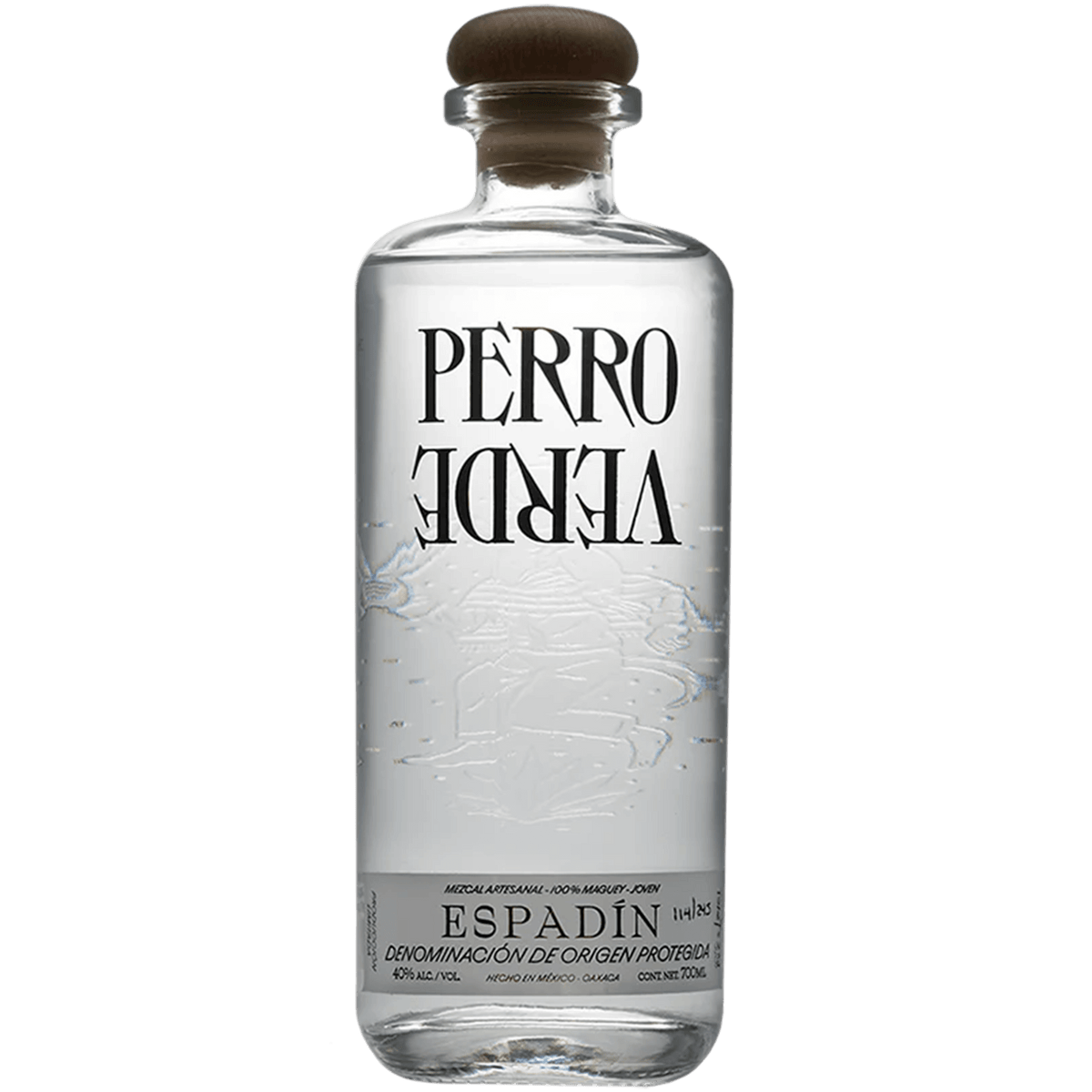 Perro Verde Espadin Mezcal 700ml bottle showcasing its elegant design and artisanal quality. Perfect for mezcal enthusiasts.