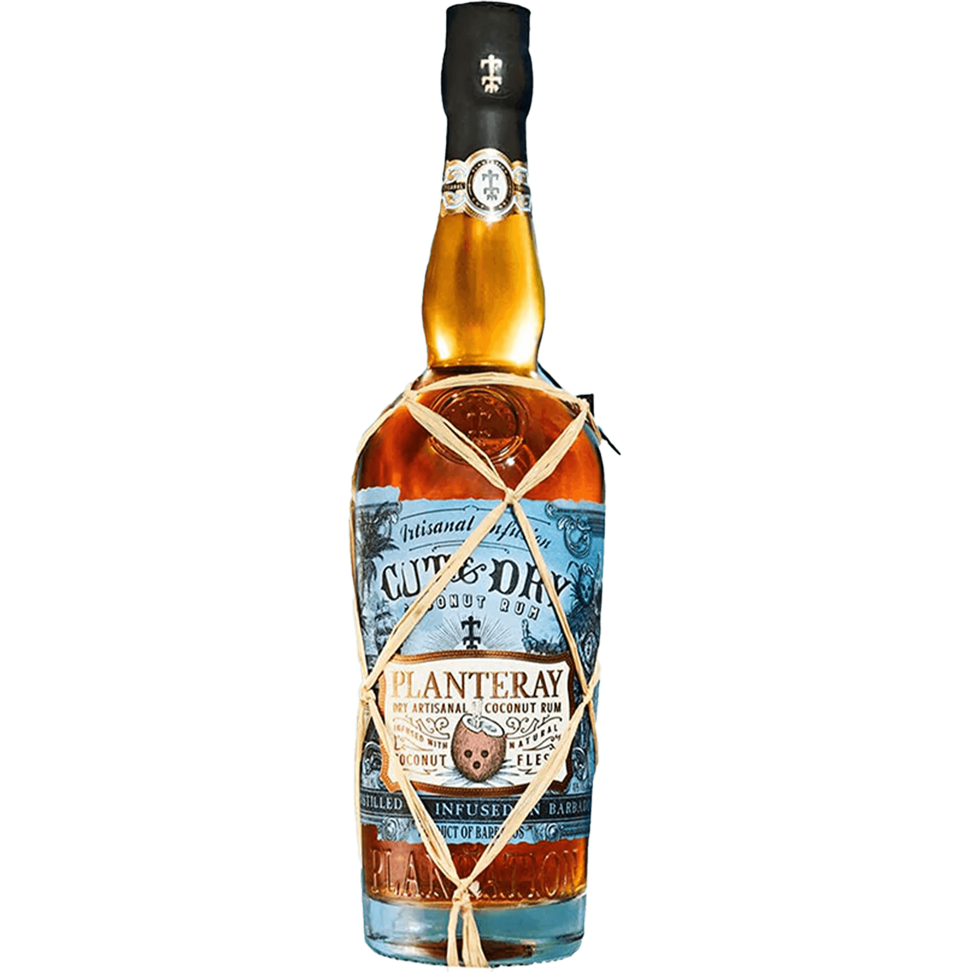 Planteray Cut & Dry Coconut Rum 700ml bottle, featuring artisanal design and hand-dried Barbadian coconuts.