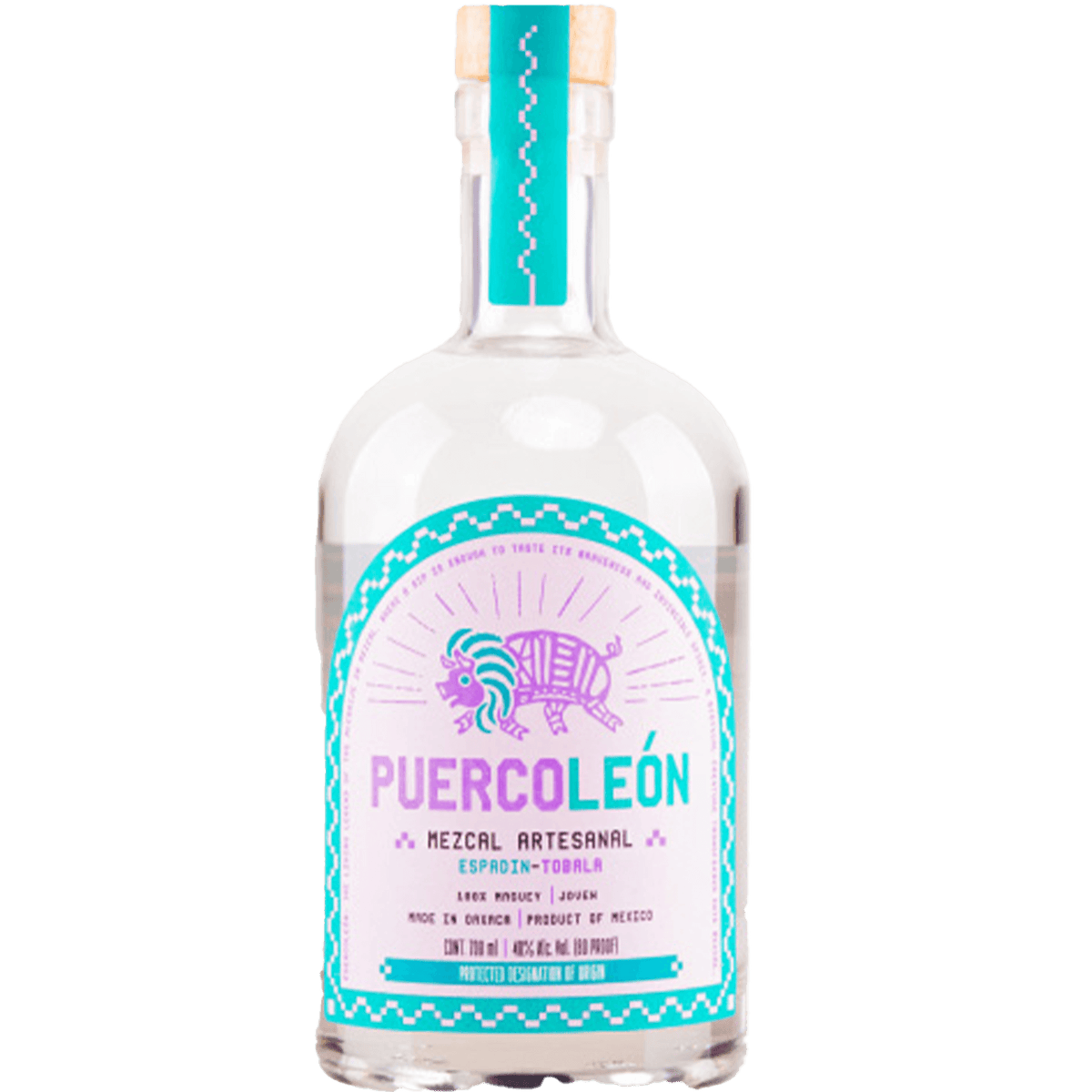 PuercoLeón Espadin-Tobala Mezcal 700ml bottle, crafted in Oaxaca, showcasing its artisanal heritage.