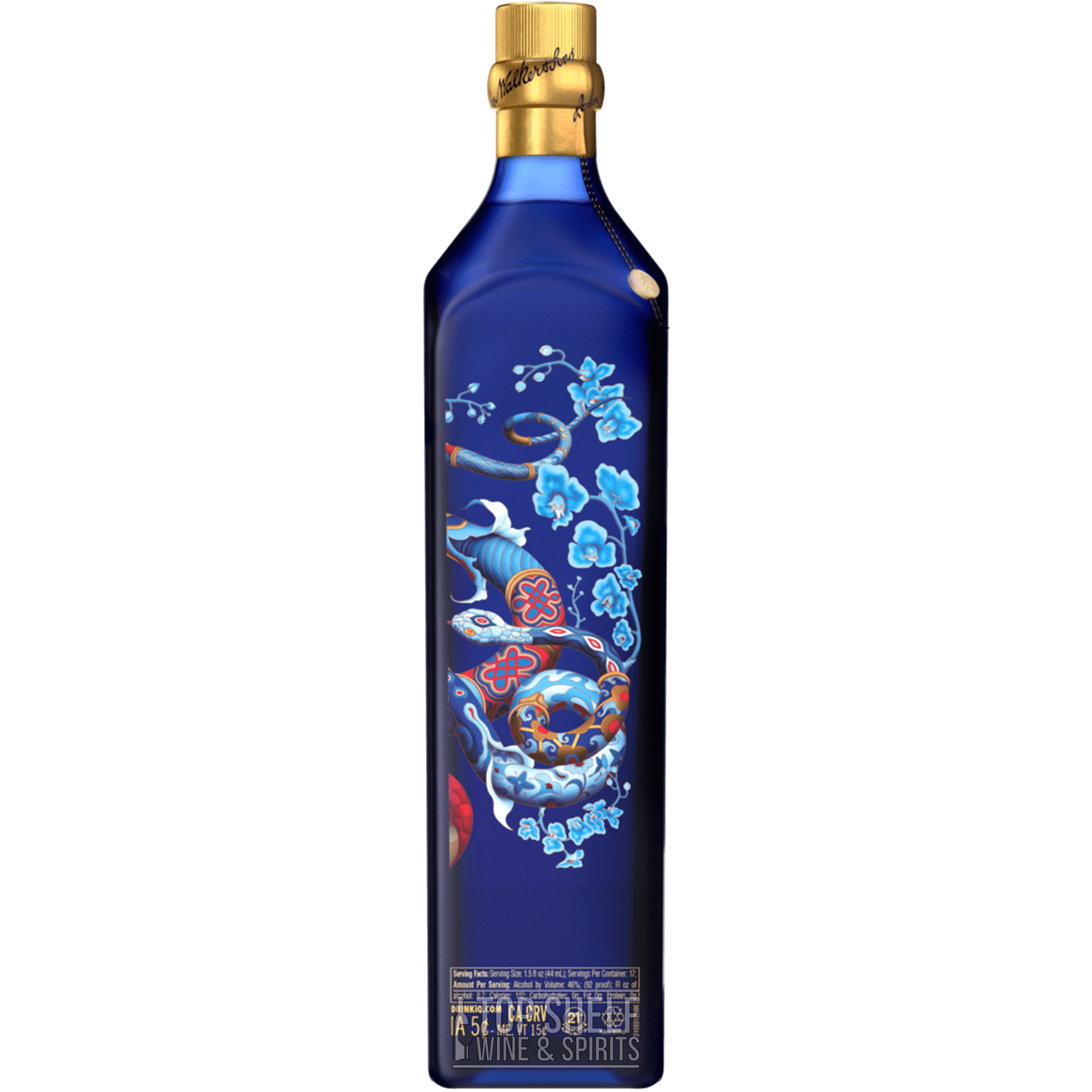 Limited Edition Johnnie Walker Blue Label Year of the Snake bottle by James Jean, featuring vibrant art and elegant design.
