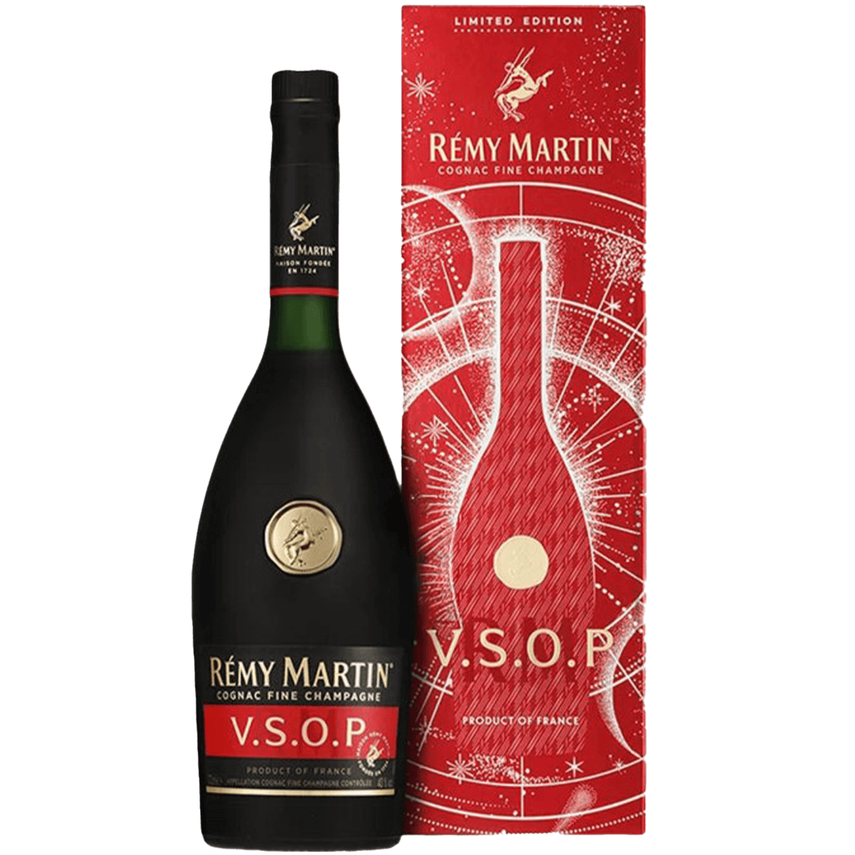 Rémy Martin VSOP Cognac bottle and limited edition packaging featuring astrological motifs.
